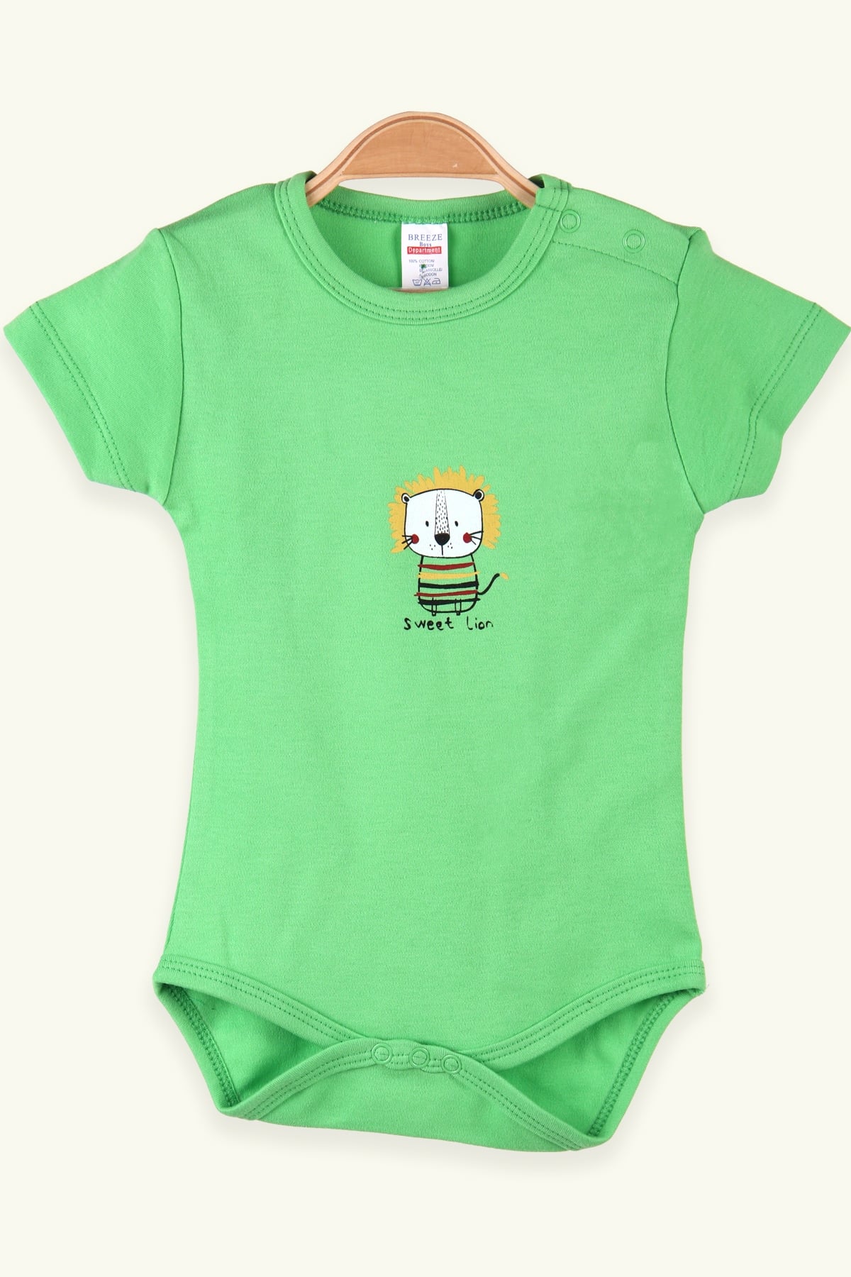 Breeze Erkek Bebek Çıtçıtlı Body Aslan Baskılı Yeşil (9 Ay-3 Yaş)