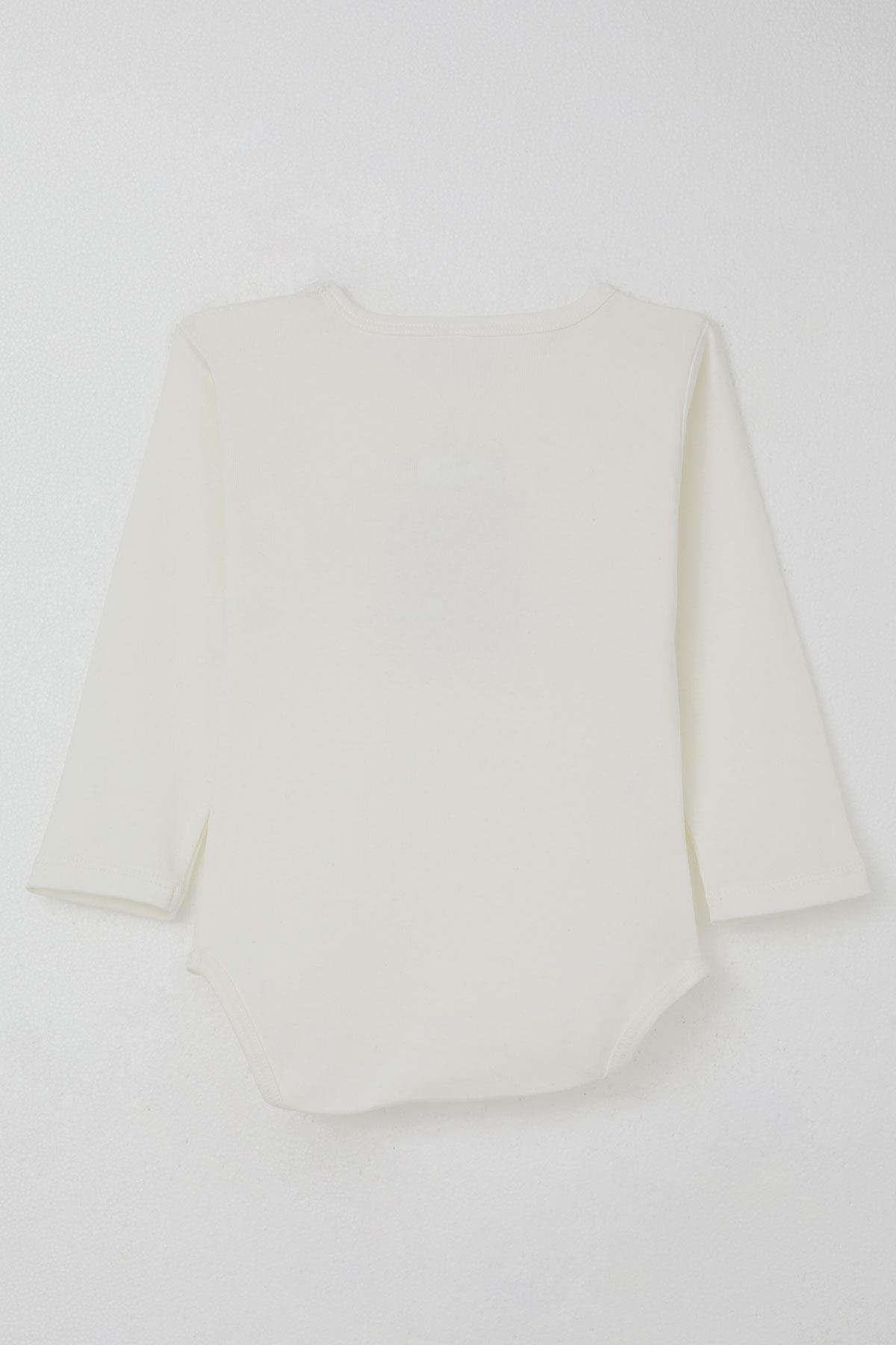 Breeze Erkek Bebek Çıtçıtlı Body Avcı Kedicik Baskılı Ekru (9 Ay-3 Yaş)