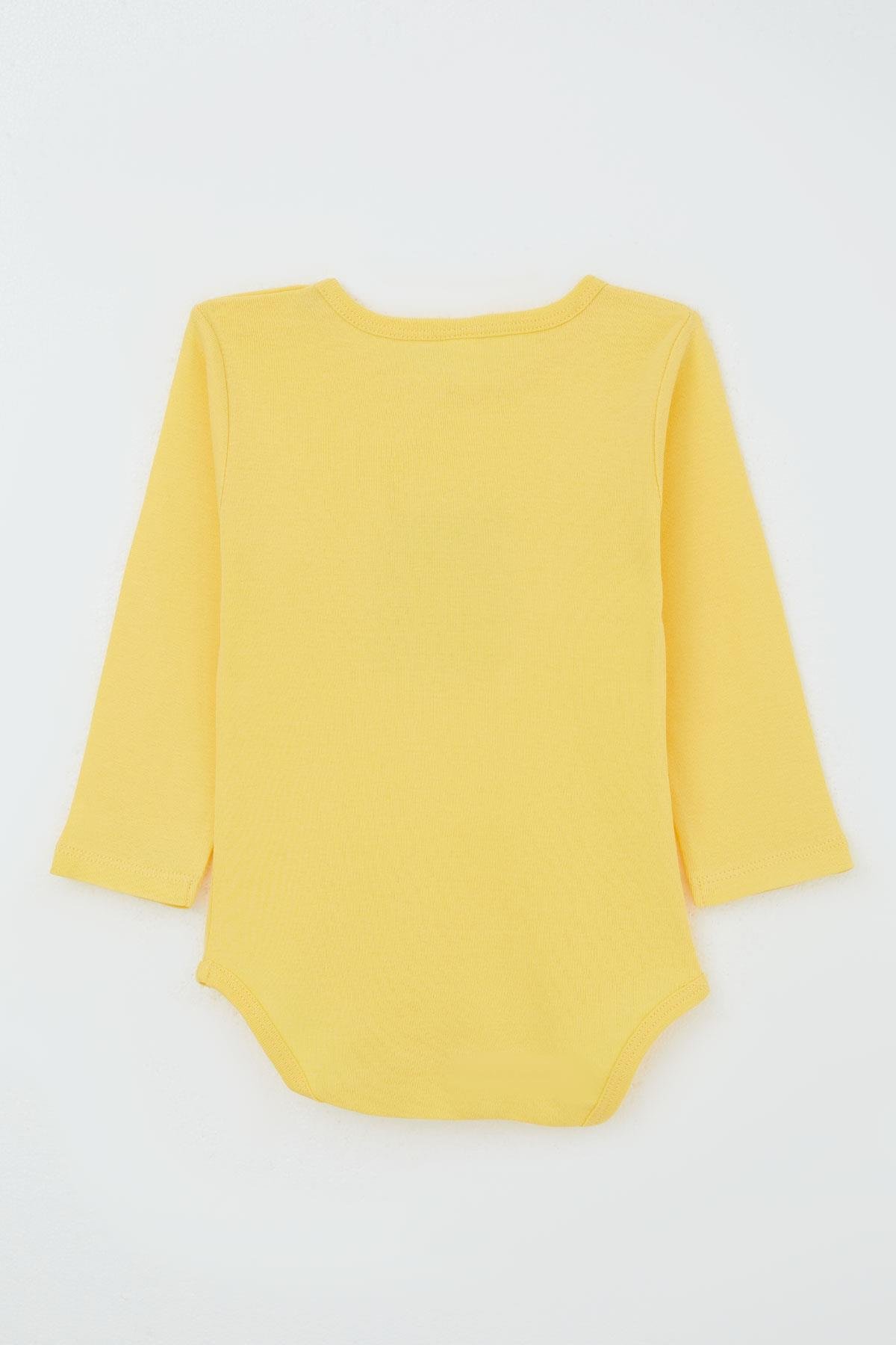 Breeze Erkek Bebek Çıtçıtlı Body Avcı Kedicik Baskılı Sarı (9 Ay-3 Yaş)