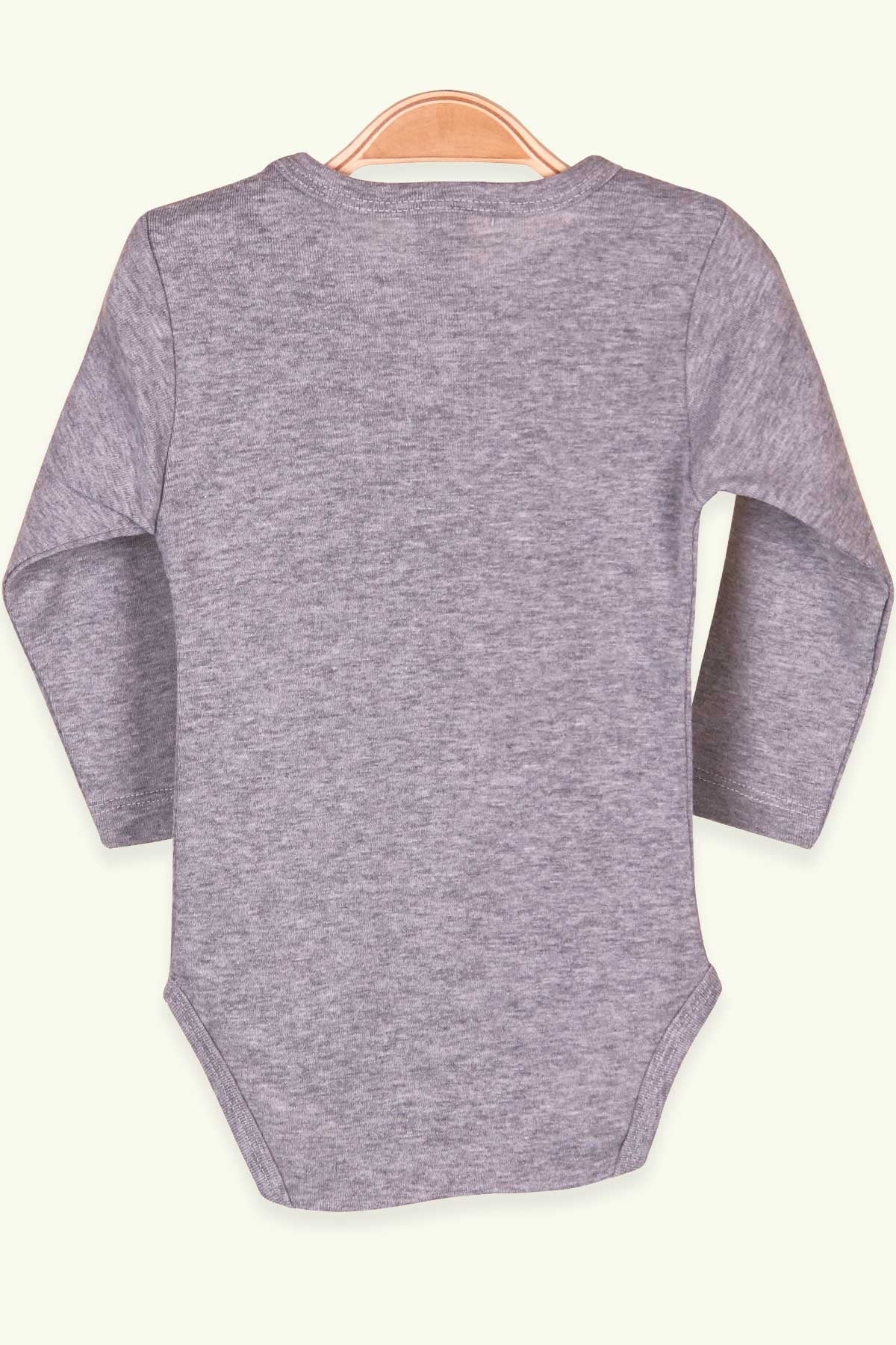 Breeze Erkek Bebek Çıtçıtlı Body Ayıcık Baskılı Gri (9 Ay-3 Yaş)