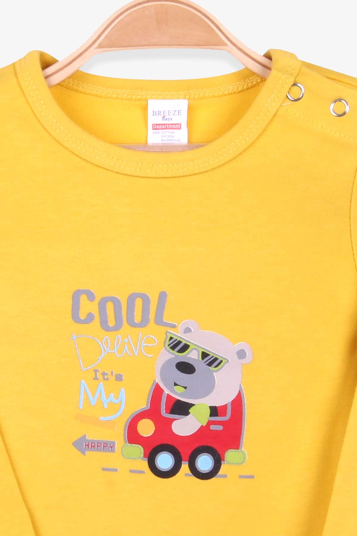 Breeze Erkek Bebek Çıtçıtlı Body Ayıcık Baskılı Hardal Sarı (9 Ay-3 Yaş)