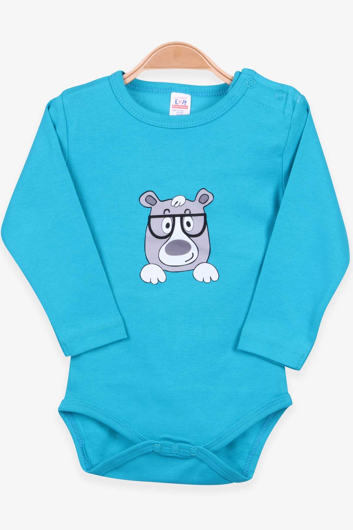 Breeze Erkek Bebek Çıtçıtlı Body Ayıcık Baskılı Turkuaz (9 Ay-3 Yaş)