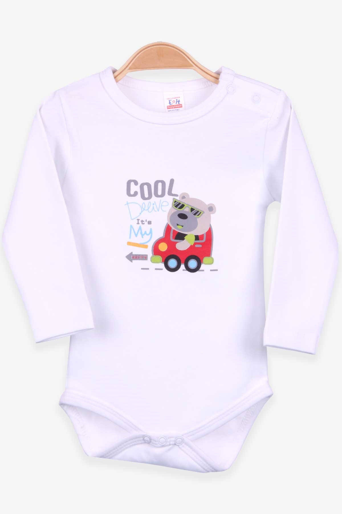 Breeze Erkek Bebek Çıtçıtlı Body Ayıcıklı Baskılı Beyaz (9 Ay-3 Yaş)
