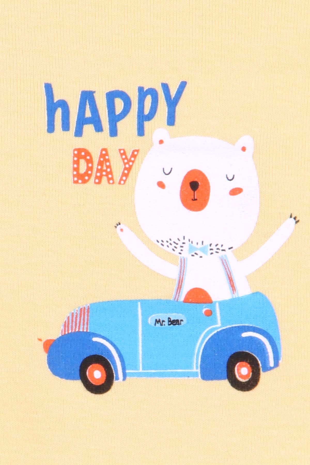 Breeze Erkek Bebek Çıtçıtlı Body Ayıcık Baskılı Sarı (9 Ay-3 Yaş)
