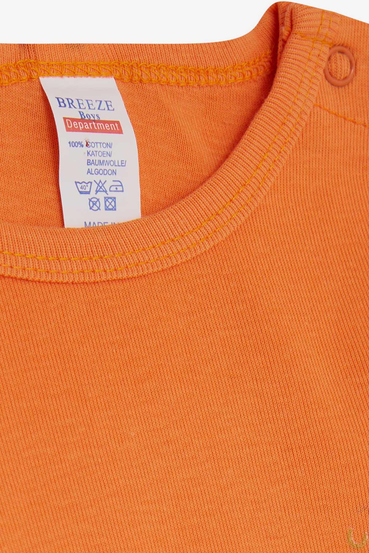 Breeze Erkek Bebek Çıtçıtlı Body Baskılı Turuncu (1-3 Yaş)