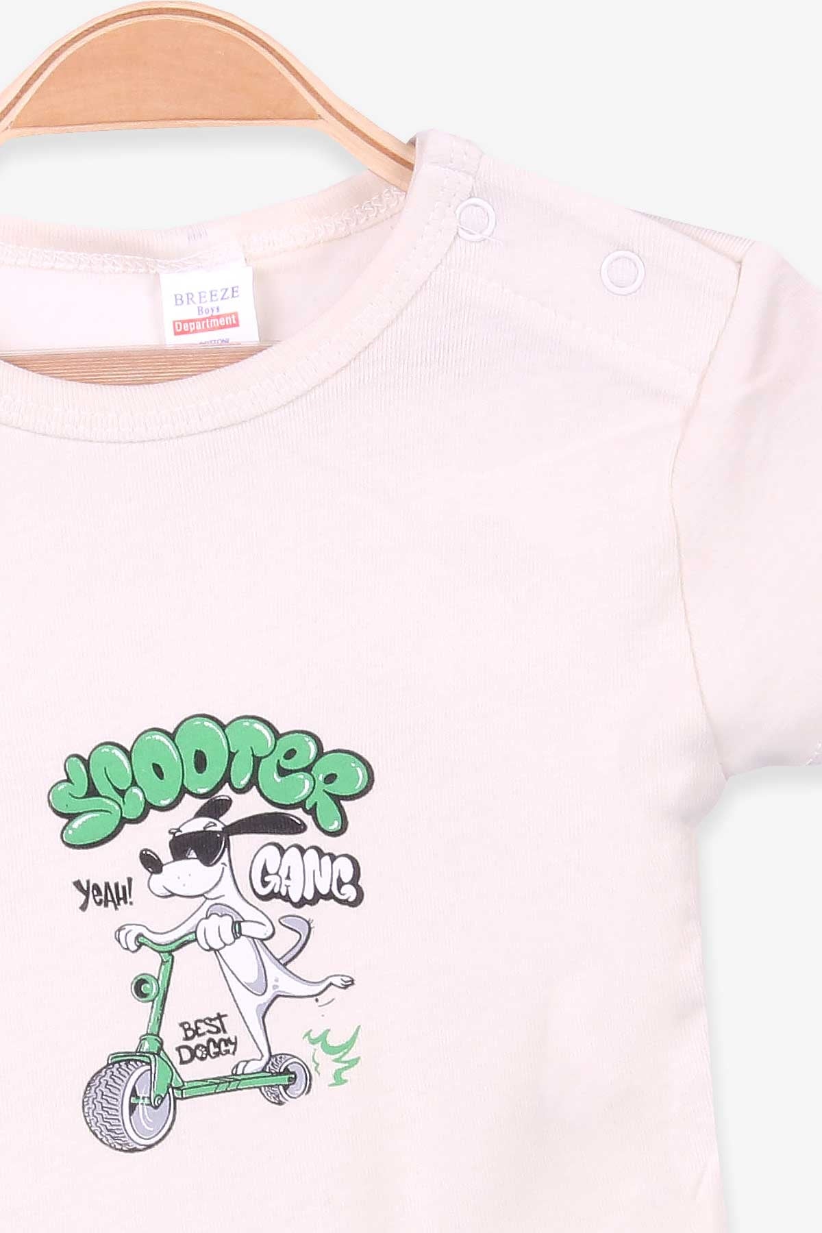 Breeze Erkek Bebek Çıtçıtlı Body Baskılı Krem (9 Ay-3 Yaş)