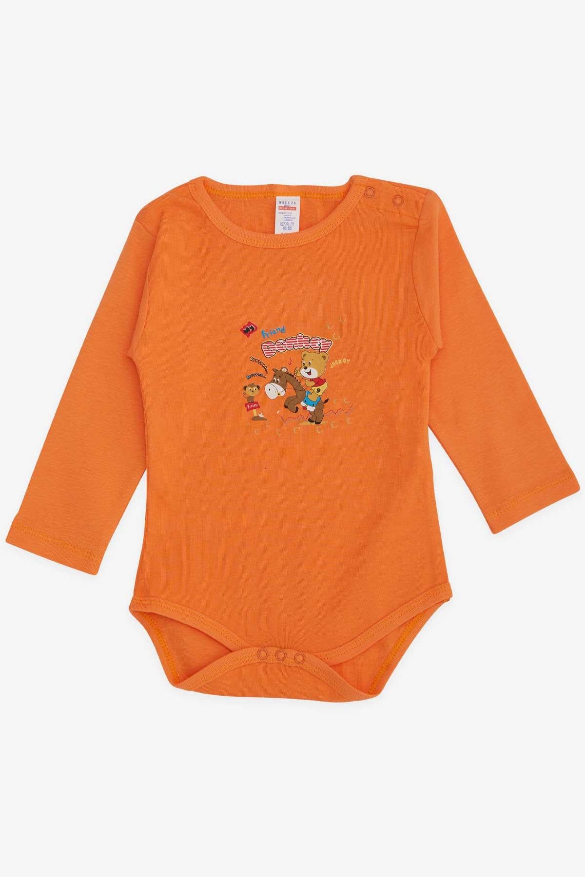 Breeze Erkek Bebek Çıtçıtlı Body Baskılı Turuncu (1-3 Yaş)