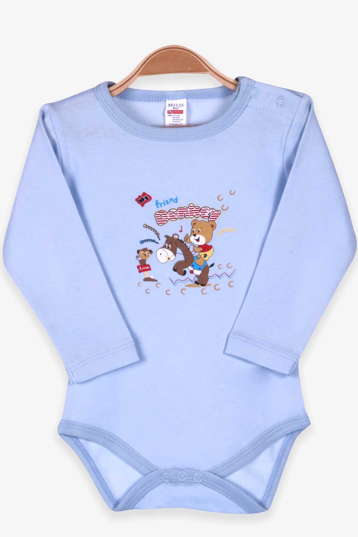 Breeze Erkek Bebek Çıtçıtlı Body Baskılı Bebe Mavisi (9 Ay-3 Yaş)
