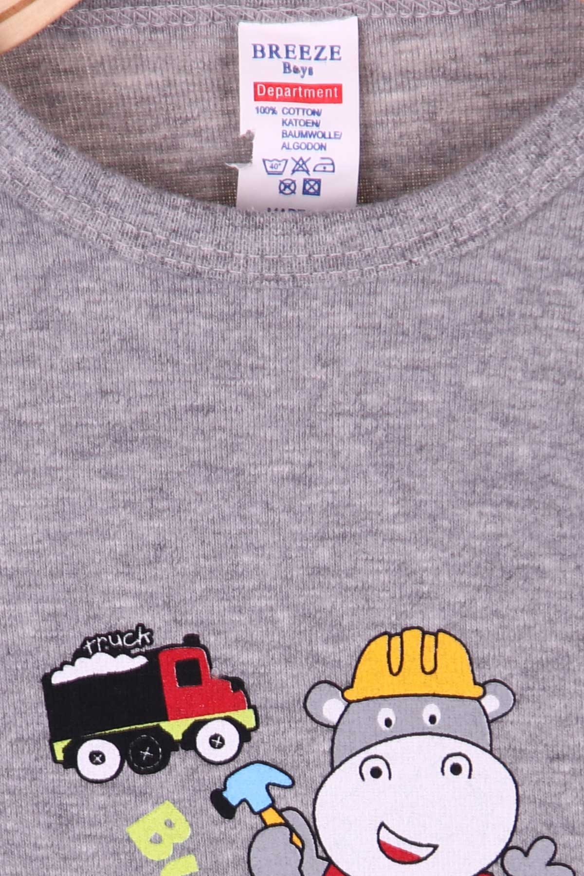 Breeze Erkek Bebek Çıtçıtlı Body Baskılı Gri (9 Ay-3 Yaş)
