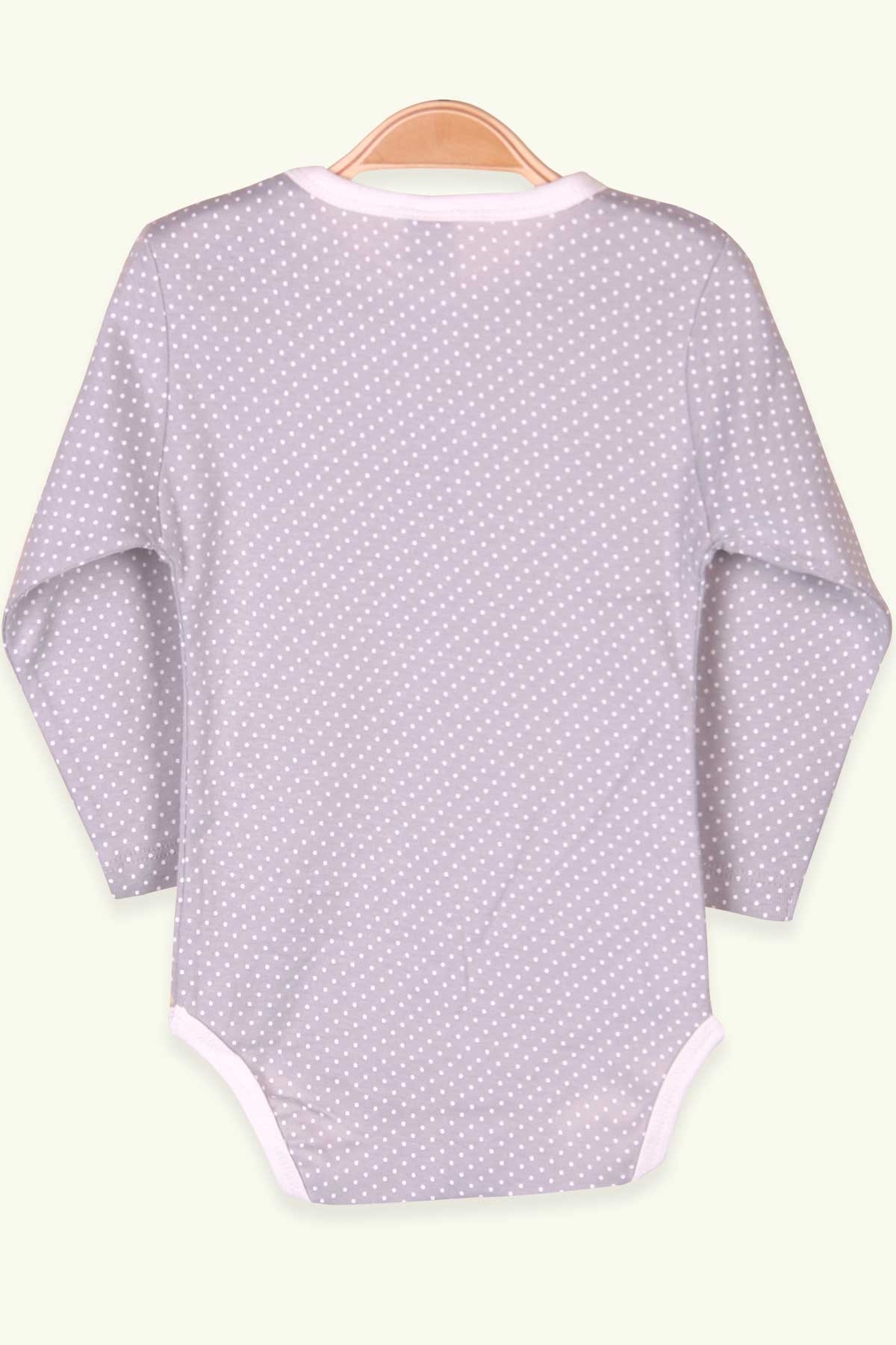Breeze Erkek Bebek Çıtçıtlı Body Baskılı Puantiyeli Gri (9 Ay-3 Yaş)