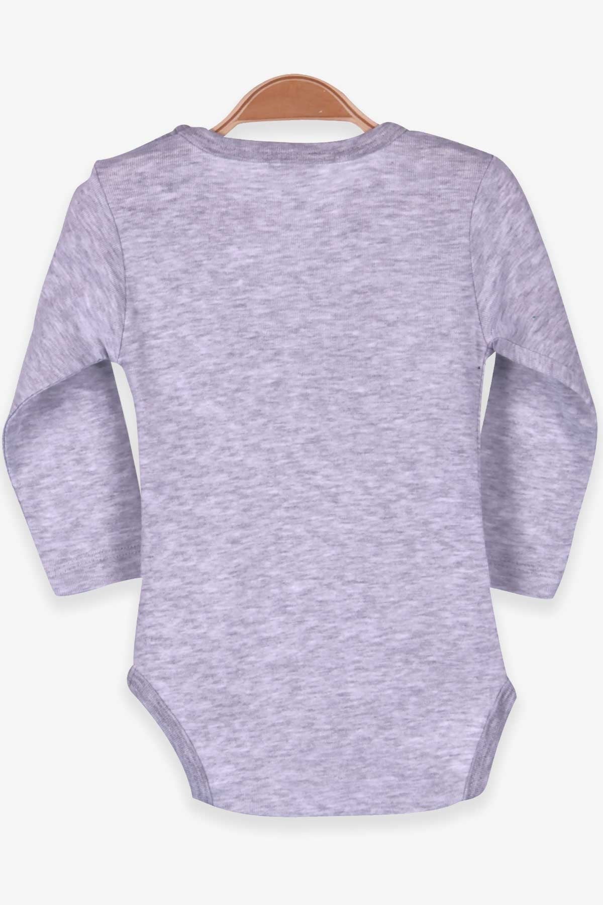 Breeze Erkek Bebek Çıtçıtlı Body Baskılı Açık Gri Melanj (9 Ay-2 Yaş)