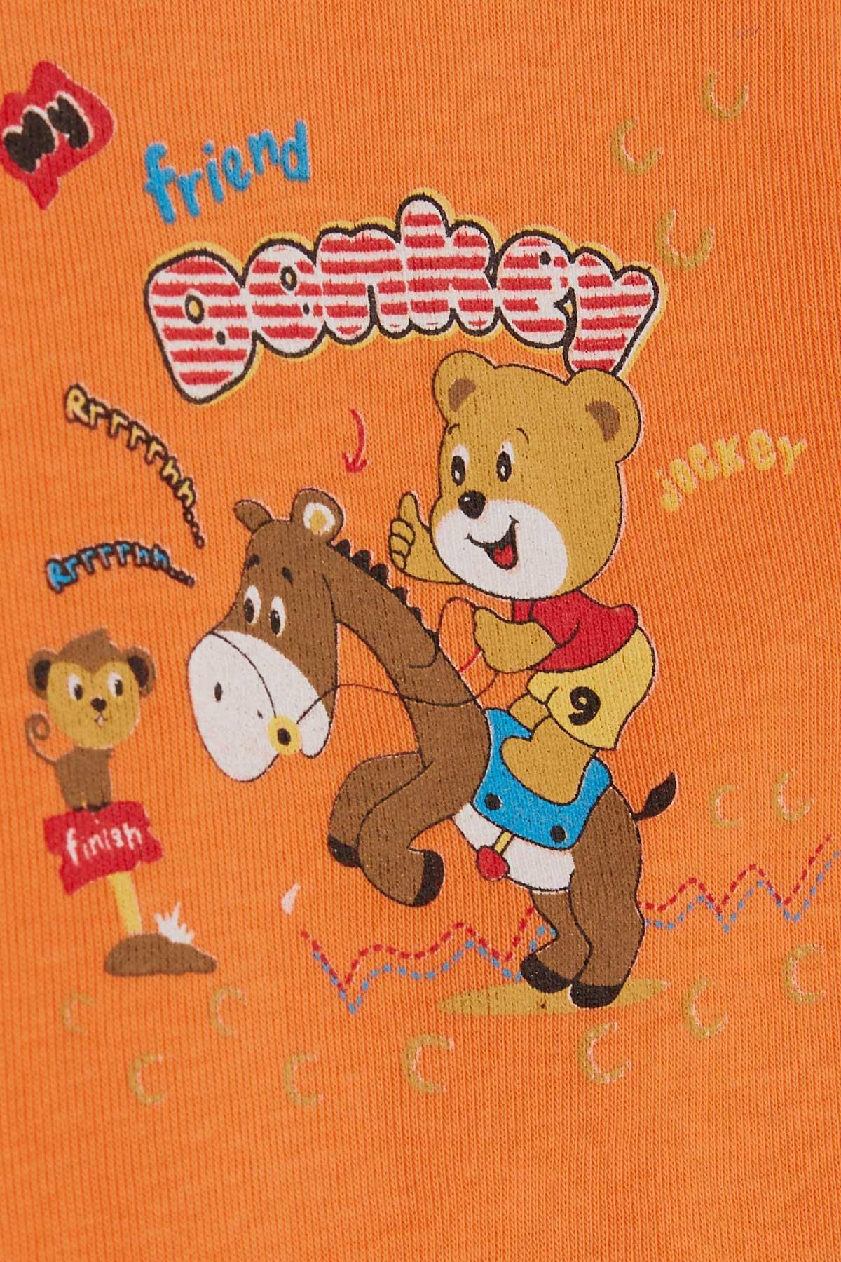 Breeze Erkek Bebek Çıtçıtlı Body Baskılı Turuncu (1-3 Yaş)