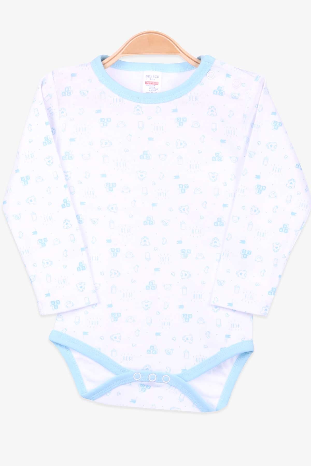 Breeze Erkek Bebek Çıtçıtlı Body Baskılı Desenli Beyaz (9 Ay-3 Yaş)
