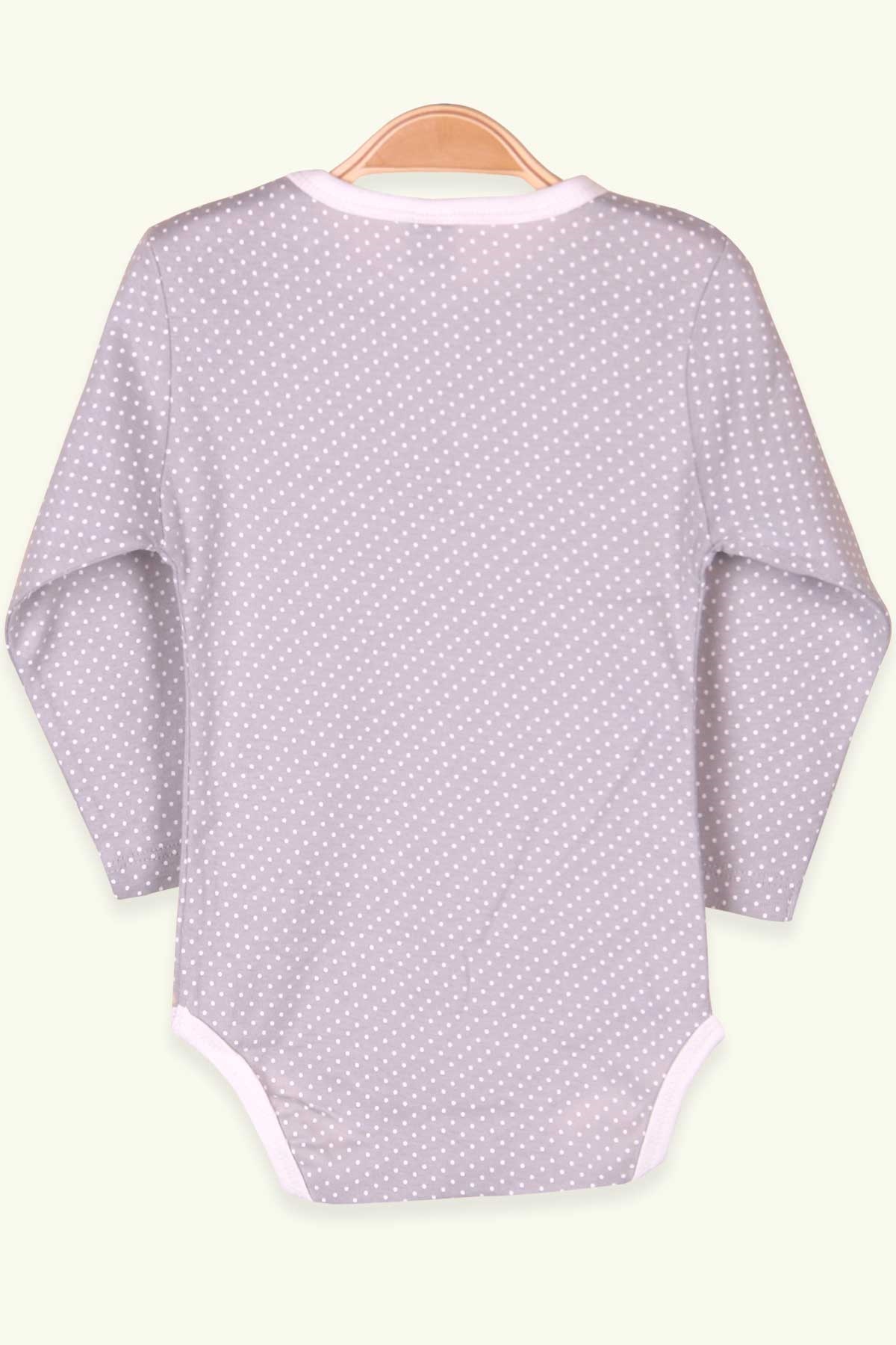 Breeze Erkek Bebek Çıtçıtlı Body Baskılı Puantiyeli Gri (9 Ay-3 Yaş)