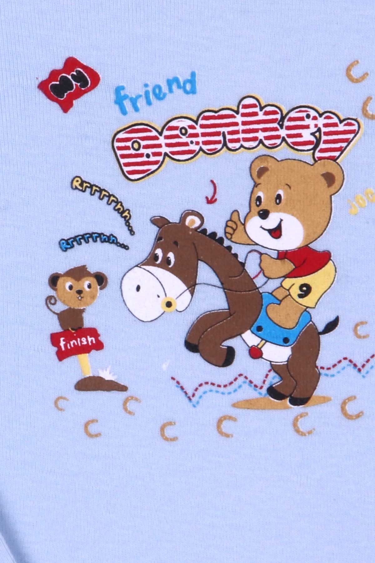 Breeze Erkek Bebek Çıtçıtlı Body Baskılı Bebe Mavisi (9 Ay-3 Yaş)