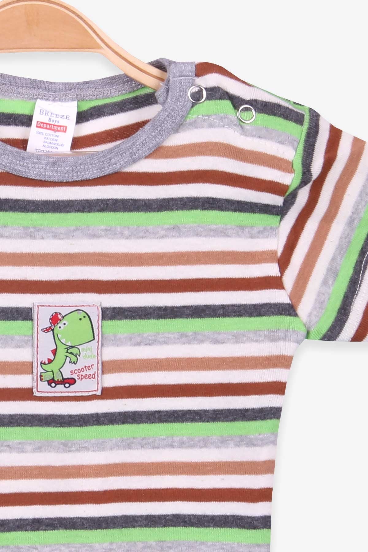 Breeze Erkek Bebek Çıtçıtlı Body Çizgili Karışık Renk (9 Ay-3 Yaş)