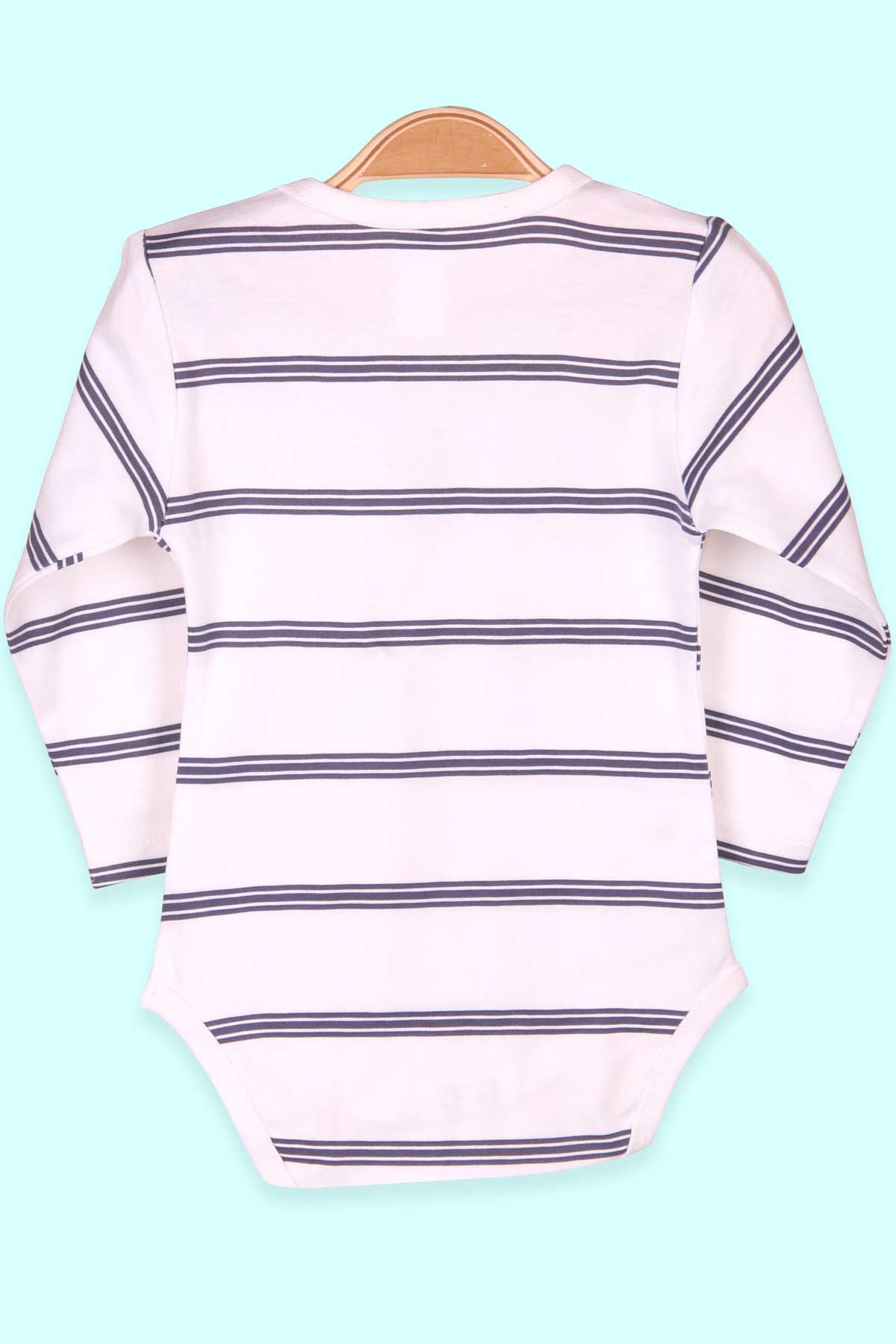 Breeze Erkek Bebek Çıtçıtlı Body Çizgili Beyaz (9 Ay-3 Yaş)