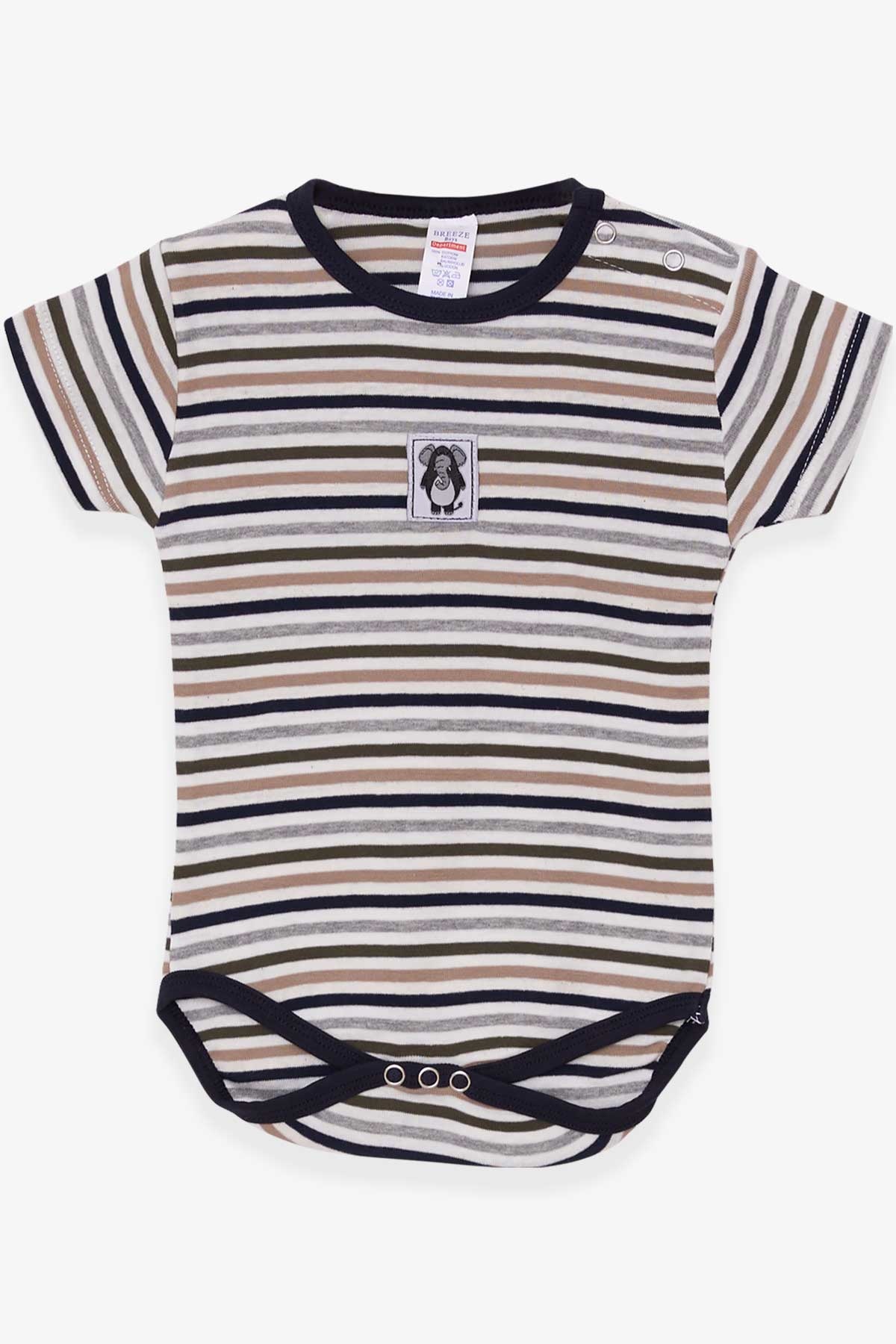 Breeze Erkek Bebek Çıtçıtlı Body Çizgili Karışık Renk (9 Ay-3 Yaş)