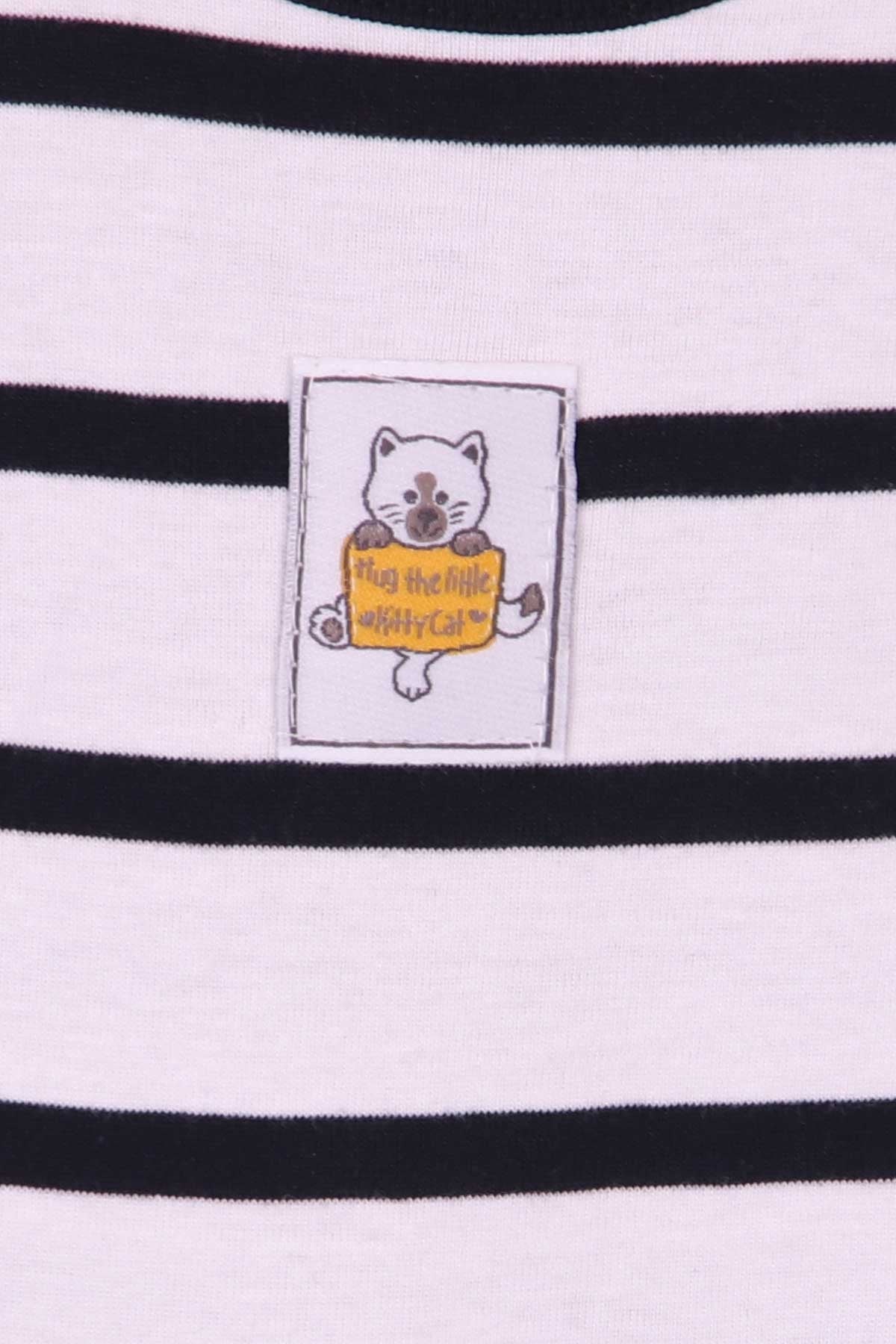 Breeze Erkek Bebek Çıtçıtlı Body Çizgili Beyaz (9 Ay-3 Yaş)