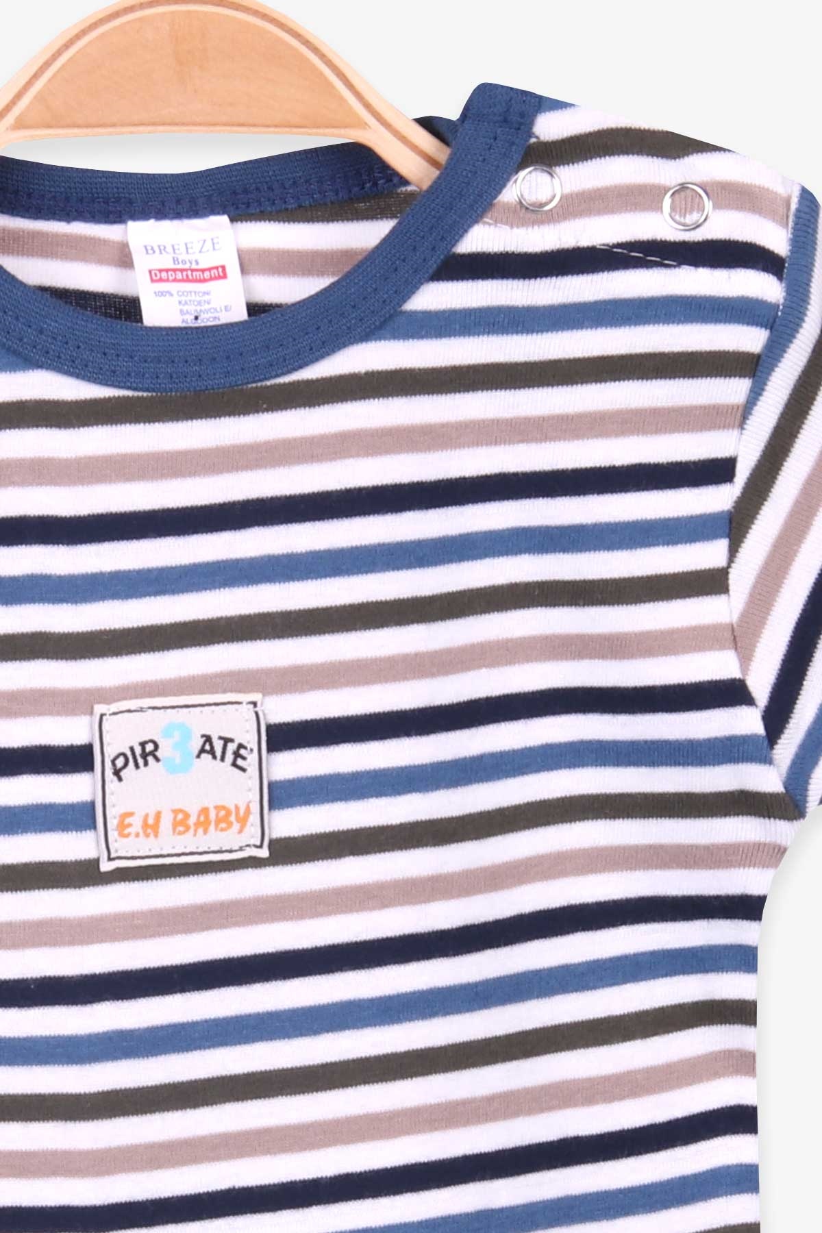 Breeze Erkek Bebek Çıtçıtlı Body Çizgili Karışık Renk (9 Ay-3 Yaş)