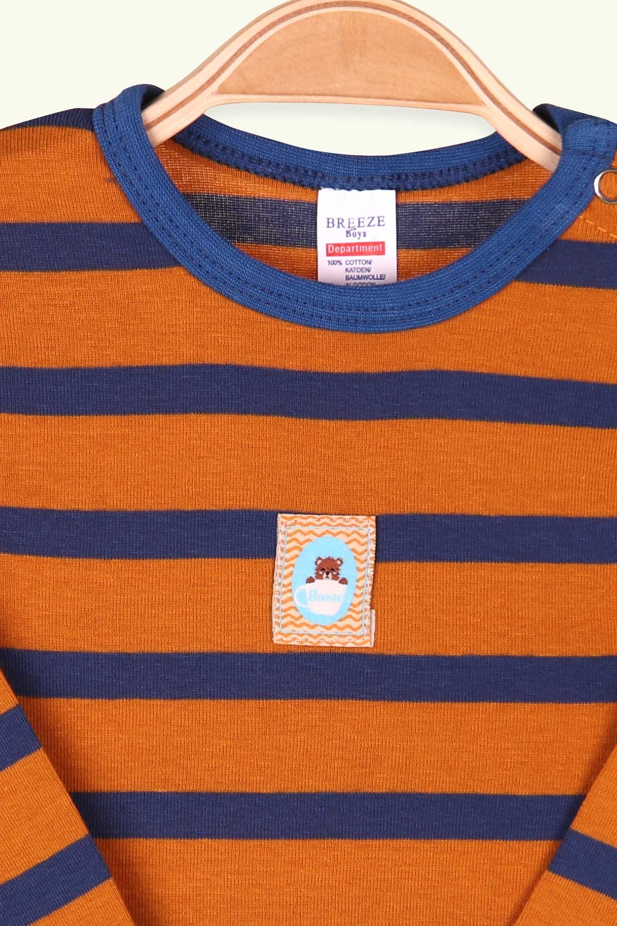 Breeze Erkek Bebek Çıtçıtlı Body Çizgili Hardal Sarı (9 Ay-3 Yaş)