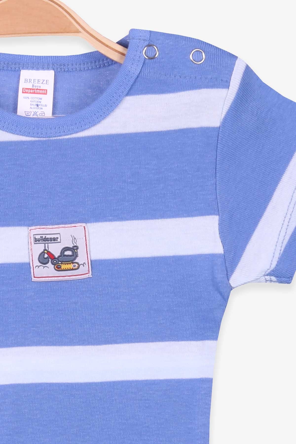 Breeze Erkek Bebek Çıtçıtlı Body Çizgili Mavi (9 Ay-3 Yaş)