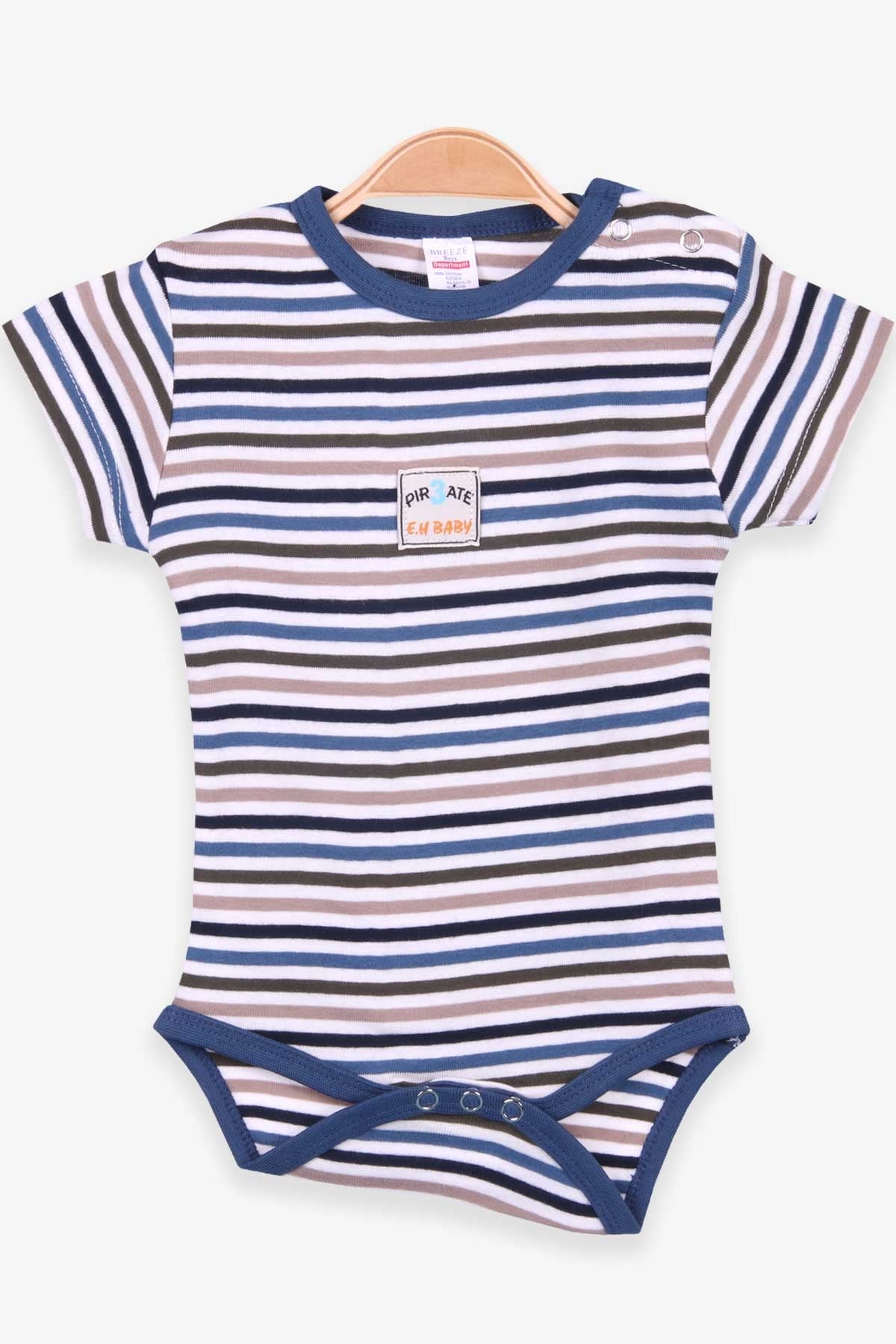 Breeze Erkek Bebek Çıtçıtlı Body Çizgili Karışık Renk (9 Ay-3 Yaş)