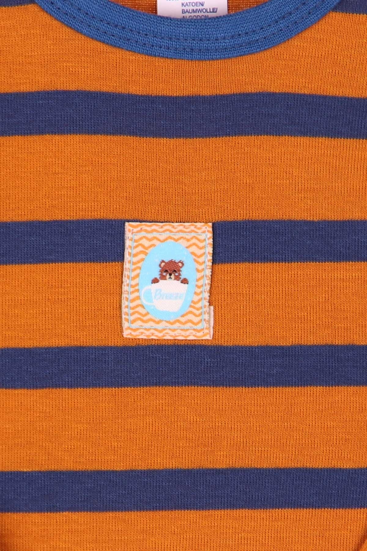 Breeze Erkek Bebek Çıtçıtlı Body Çizgili Hardal Sarı (9 Ay-3 Yaş)