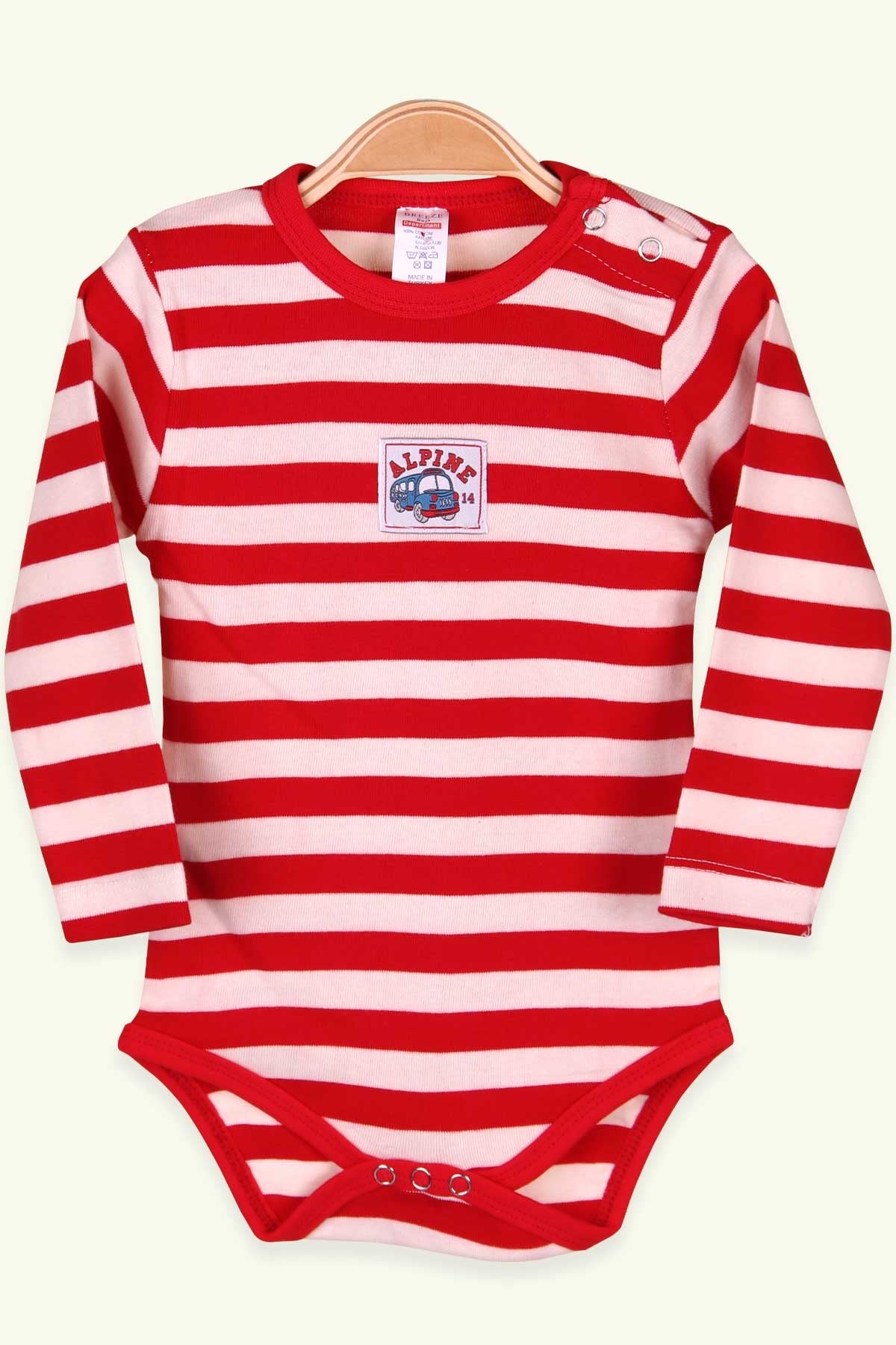Breeze Erkek Bebek Çıtçıtlı Body Çizgili Kırmızı (9 Ay-3 Yaş)
