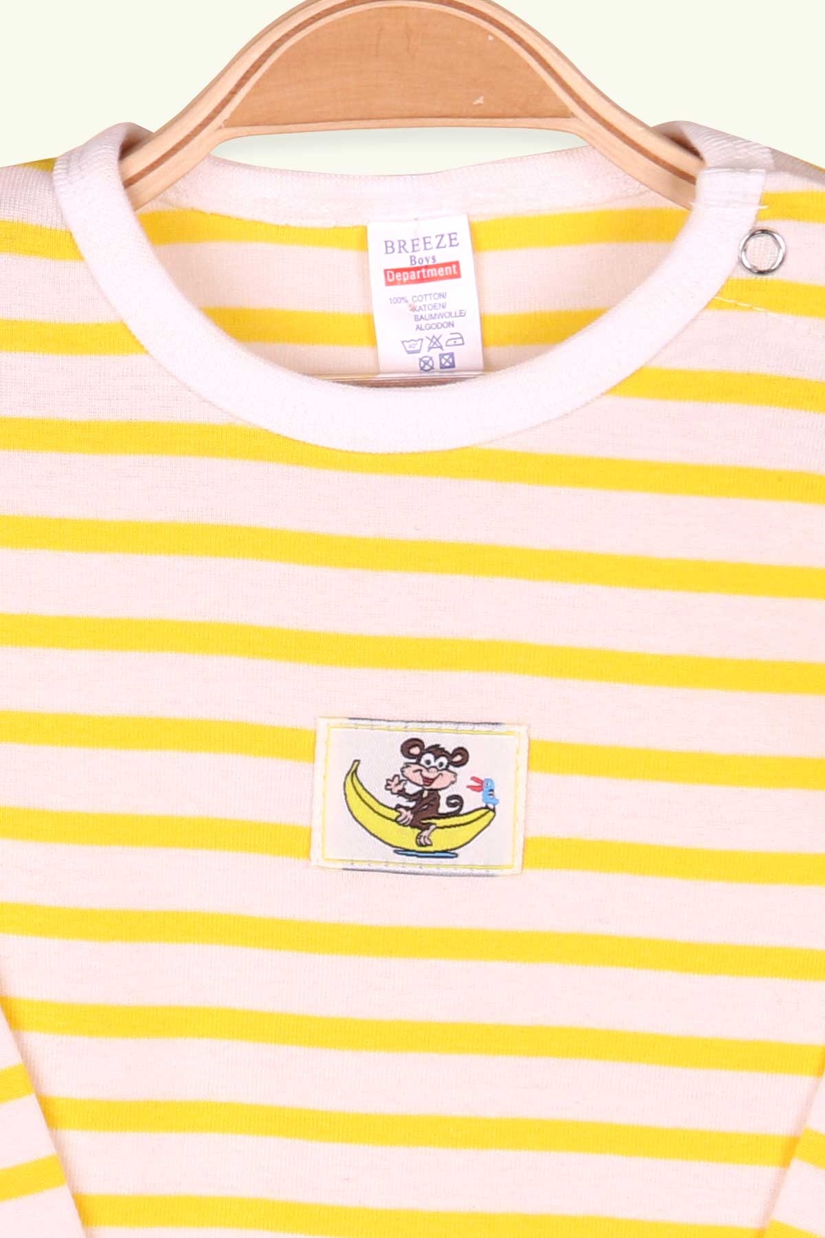 Breeze Erkek Bebek Çıtçıtlı Body Çizgili Sarı (9 Ay-3 Yaş)