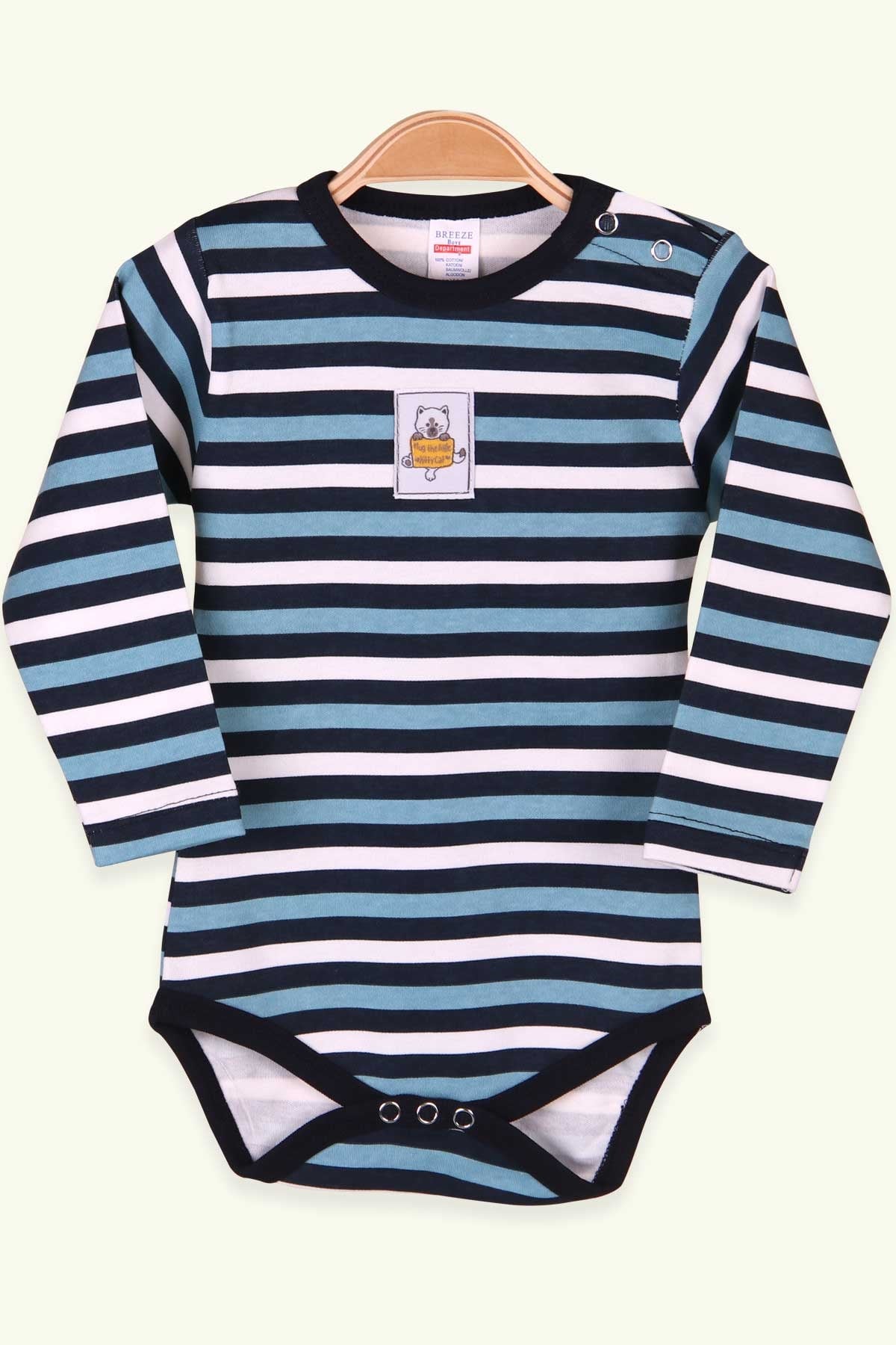 Breeze Erkek Bebek Çitçitli Body Çizgili Karisik Renk (9 Ay-3 Yaş)