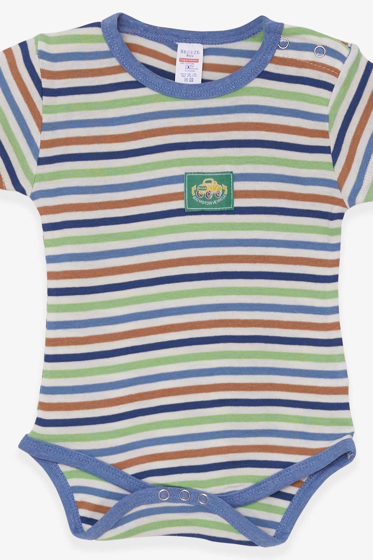 Breeze Erkek Bebek Çıtçıtlı Body Çizgili Karışık Renk (9 Ay-3 Yaş)