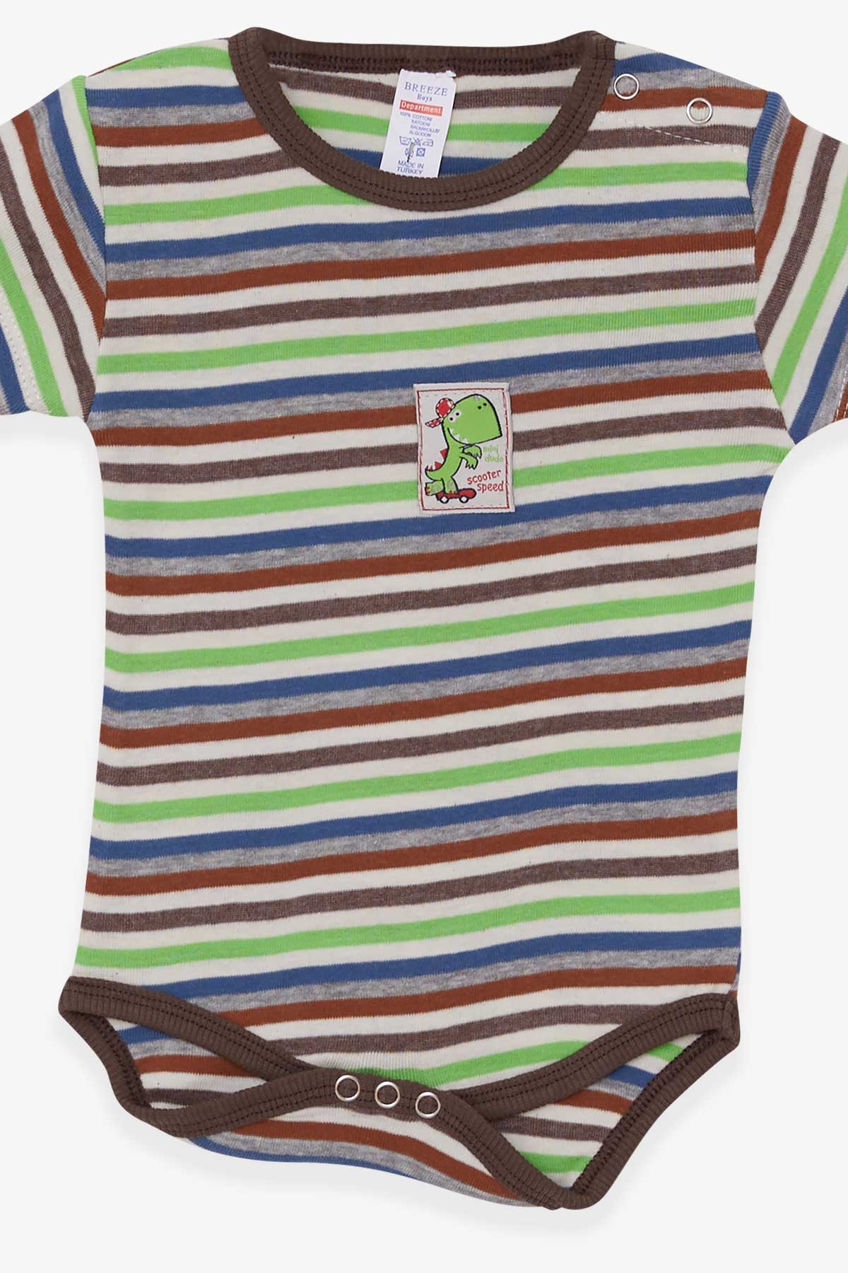 Breeze Erkek Bebek Çıtçıtlı Body Çizgili Karışık Renk (9 Ay-3 Yaş)