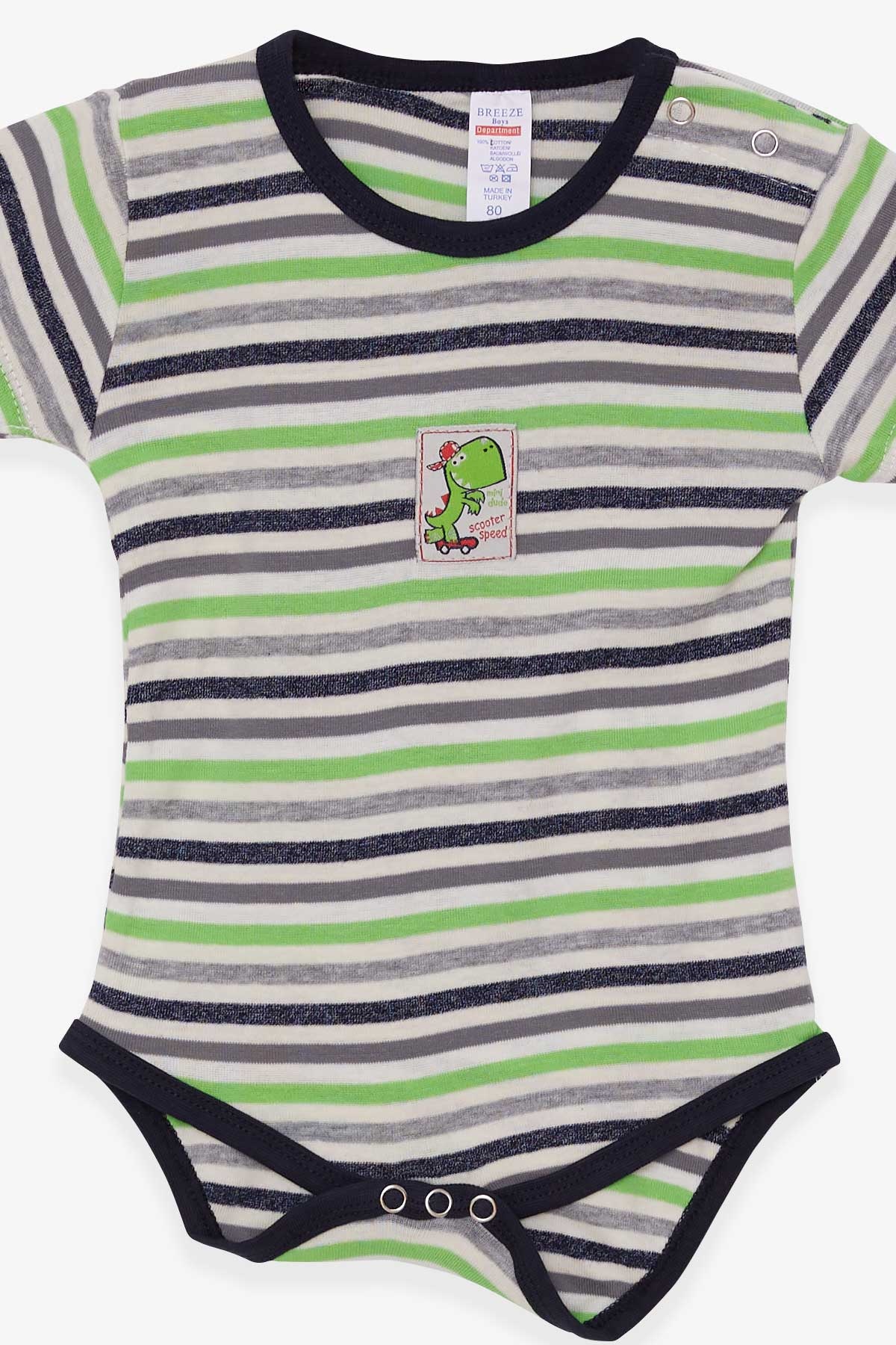Breeze Erkek Bebek Çıtçıtlı Body Çizgili Karışık Renk (9 Ay-3 Yaş)