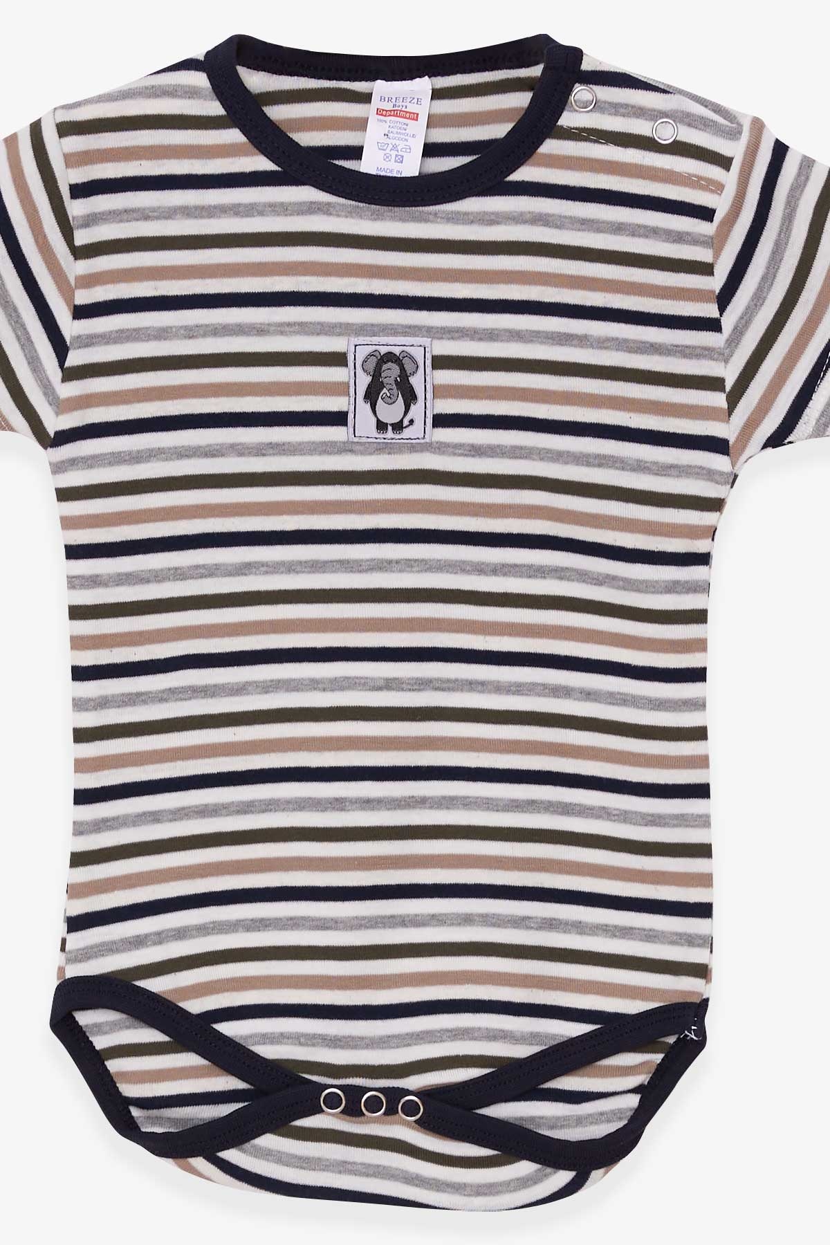 Breeze Erkek Bebek Çıtçıtlı Body Çizgili Karışık Renk (9 Ay-3 Yaş)
