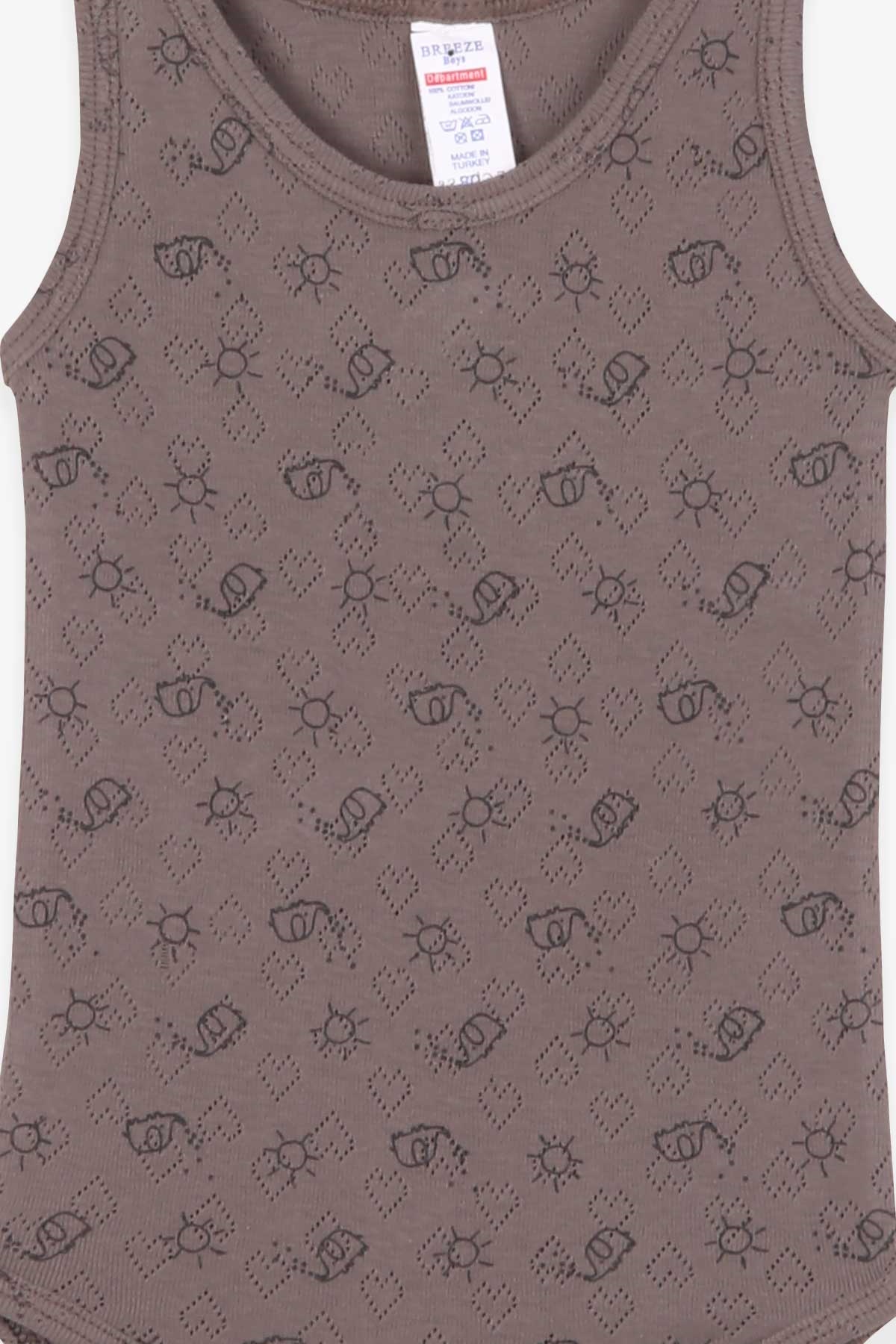 Breeze Erkek Bebek Çıtçıtlı Body Çizgili Kahverengi (9 Ay)