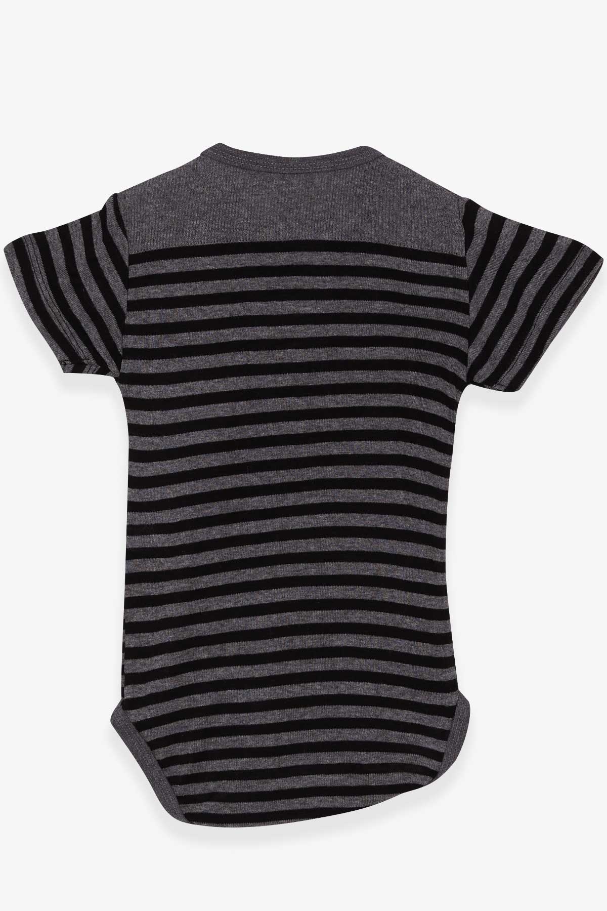 Breeze Erkek Bebek Çıtçıtlı Body Çizgili Füme (9 Ay-3 Yaş)