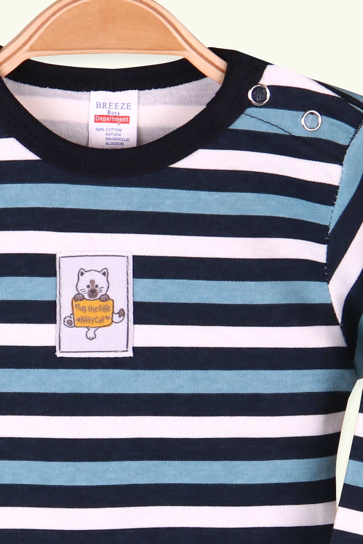 Breeze Erkek Bebek Çitçitli Body Çizgili Karisik Renk (9 Ay-3 Yaş)