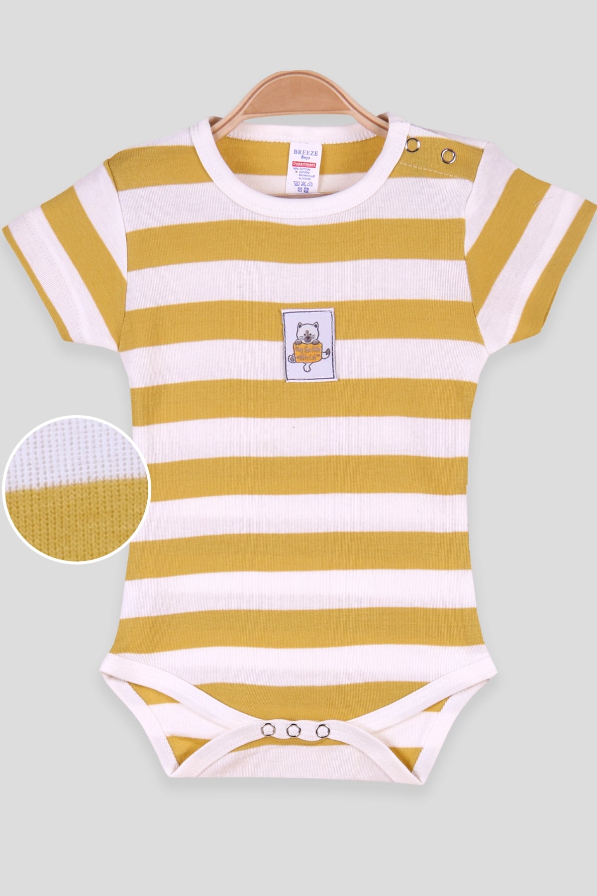 Breeze Erkek Bebek Çıtçıtlı Body Çizgili Yeşil (9 Ay-3 Yaş)