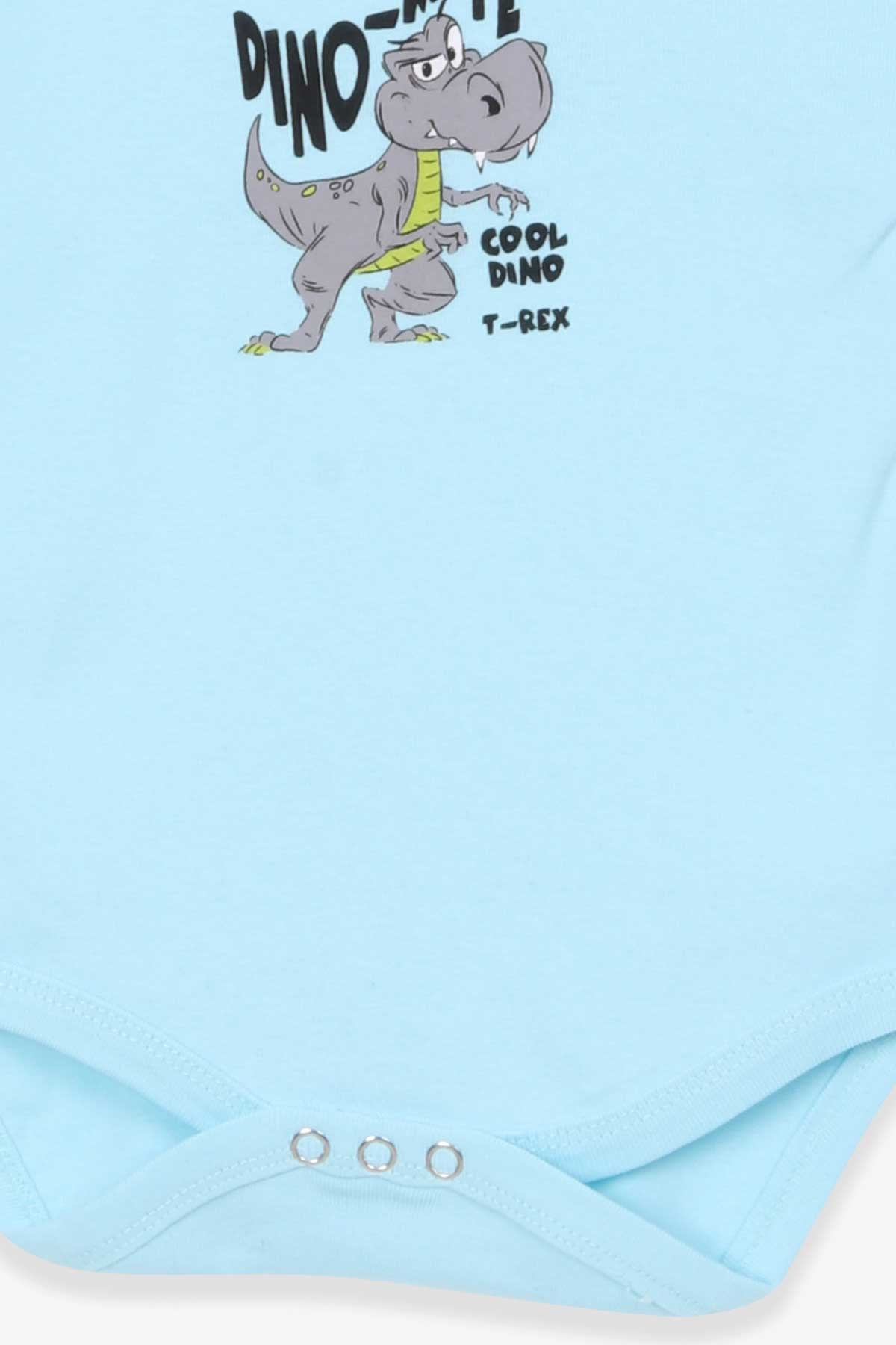 Breeze Erkek Bebek Çıtçıtlı Body Dinozor Baskılı Turkuaz (9 Ay-3 Yaş)