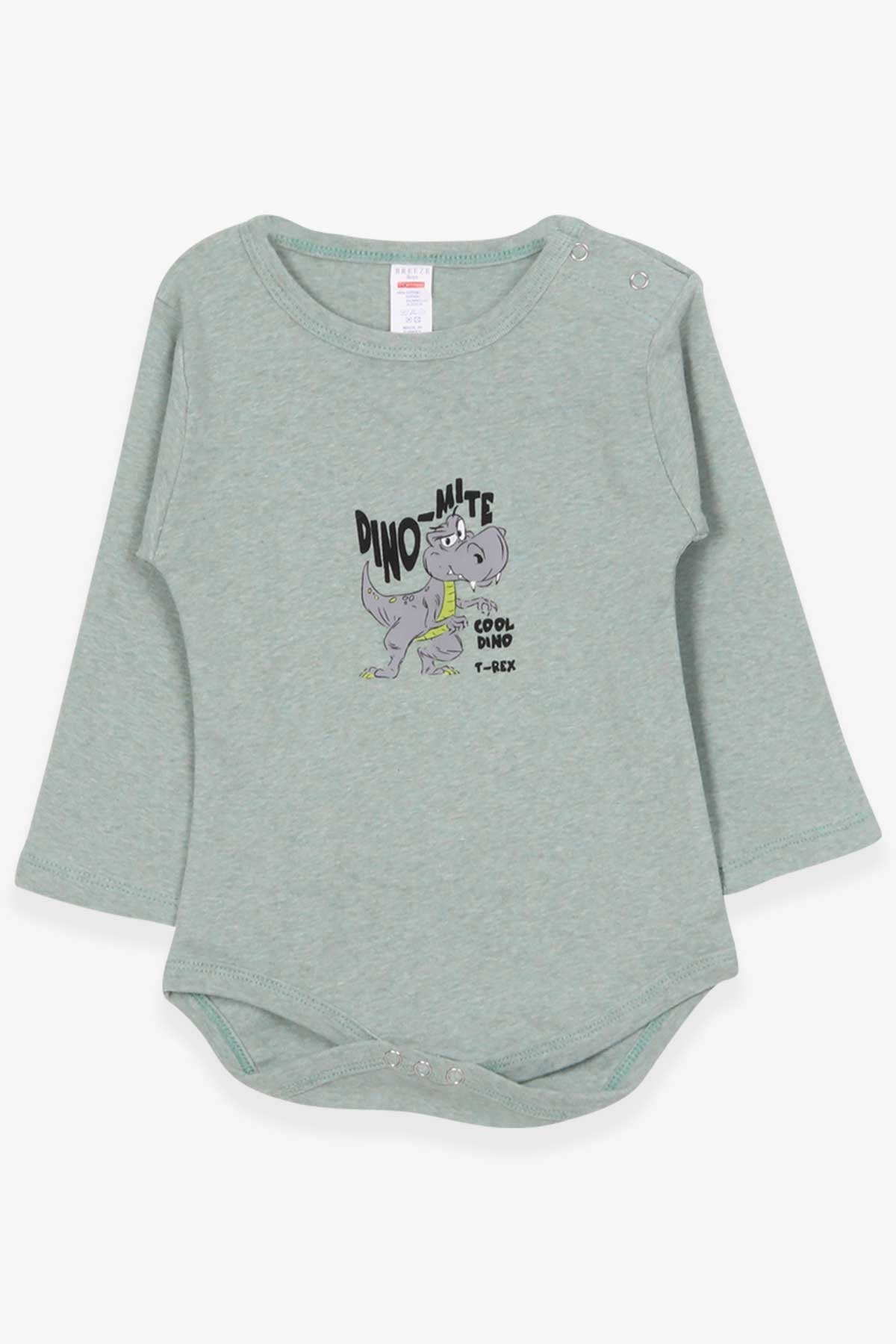 Breeze Erkek Bebek Çıtçıtlı Body Dinozor Baskılı Mint Yeşili (9 Ay-3 Yaş)