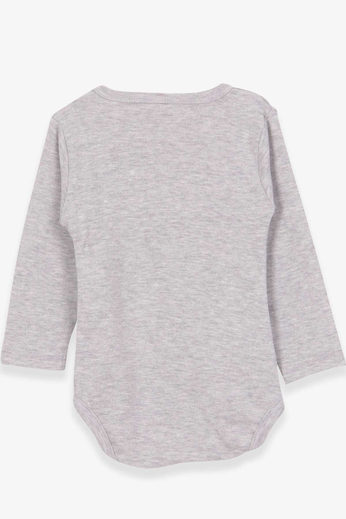 Breeze Erkek Bebek Çıtçıtlı Body Dinozor Baskılı Gri Melanj (9 Ay-2 Yaş)