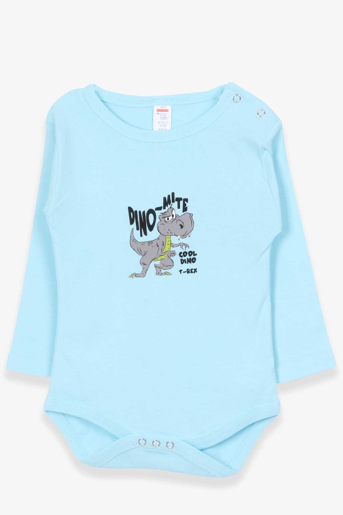 Breeze Erkek Bebek Çıtçıtlı Body Dinozor Baskılı Turkuaz (9 Ay-3 Yaş)