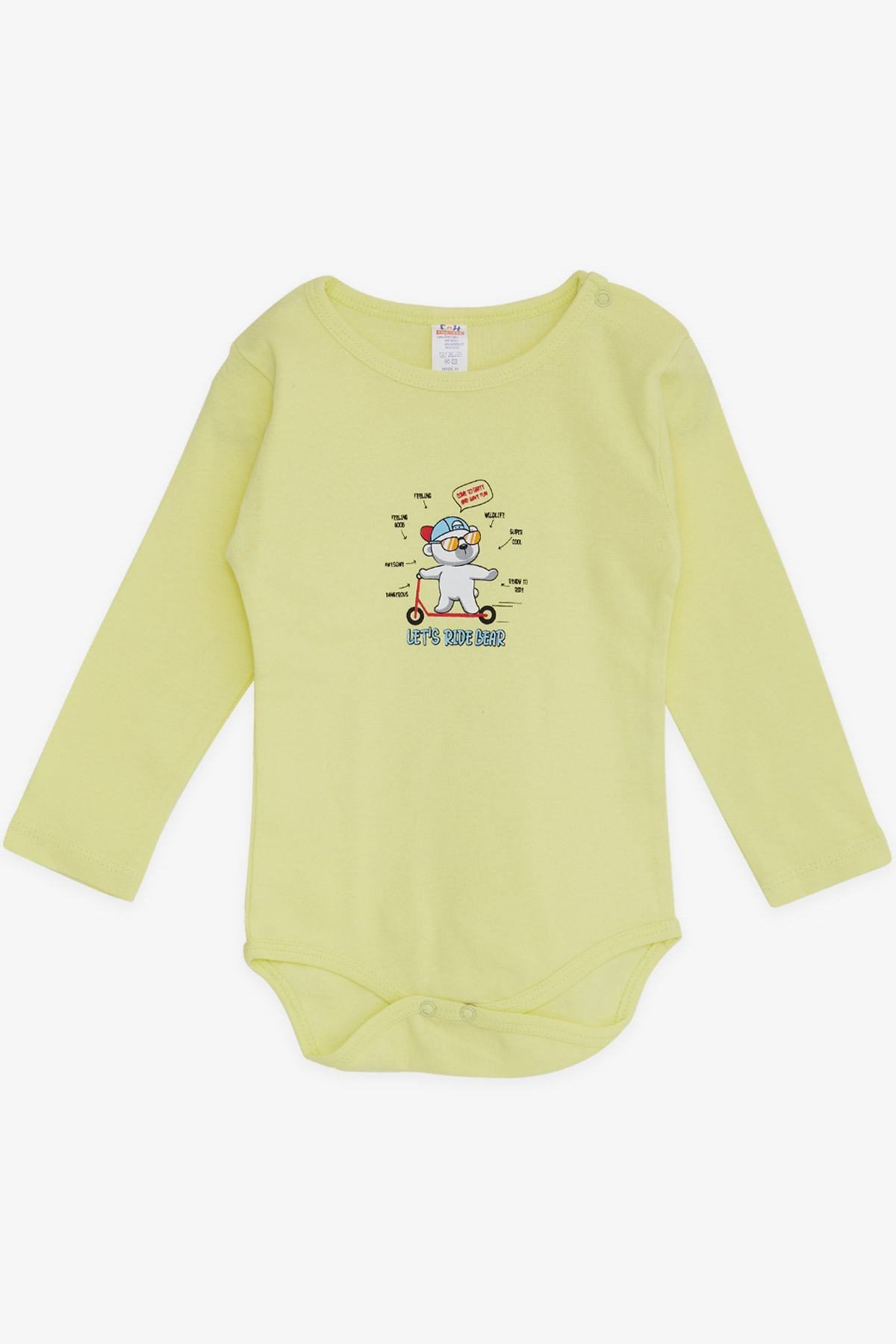 Breeze Erkek Bebek Çıtçıtlı Body Gözlüklü Ayıcık Baskılı Fıstık Yeşili (9 Ay-3 Yaş)