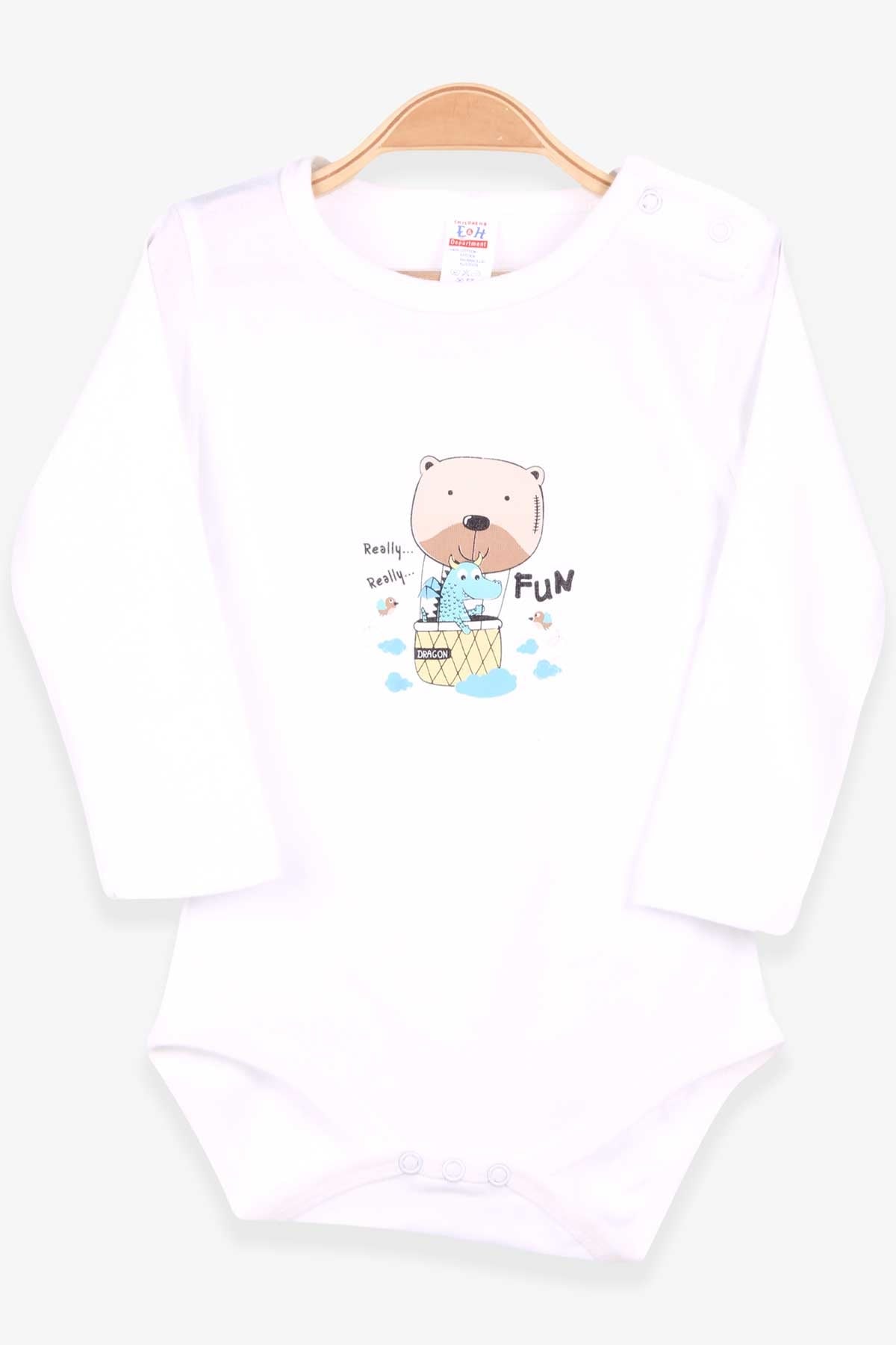 Breeze Erkek Bebek Çıtçıtlı Body Hayvancık Baskılı Ekru (9 Ay-3 Yaş)