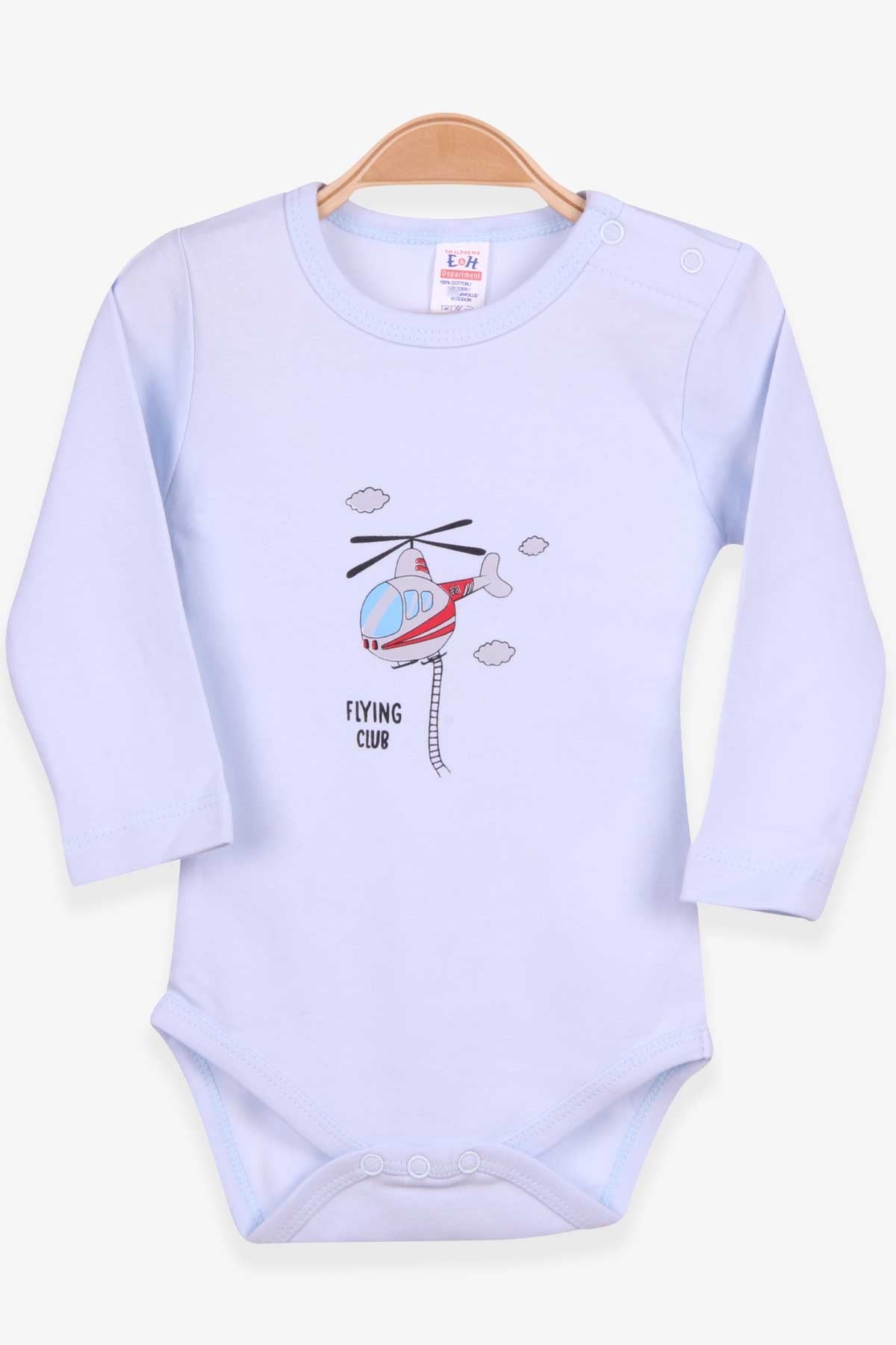 Breeze Erkek Bebek Çıtçıtlı Body Helikopter Baskılı Açık Mavi (9 Ay-3 Yaş)