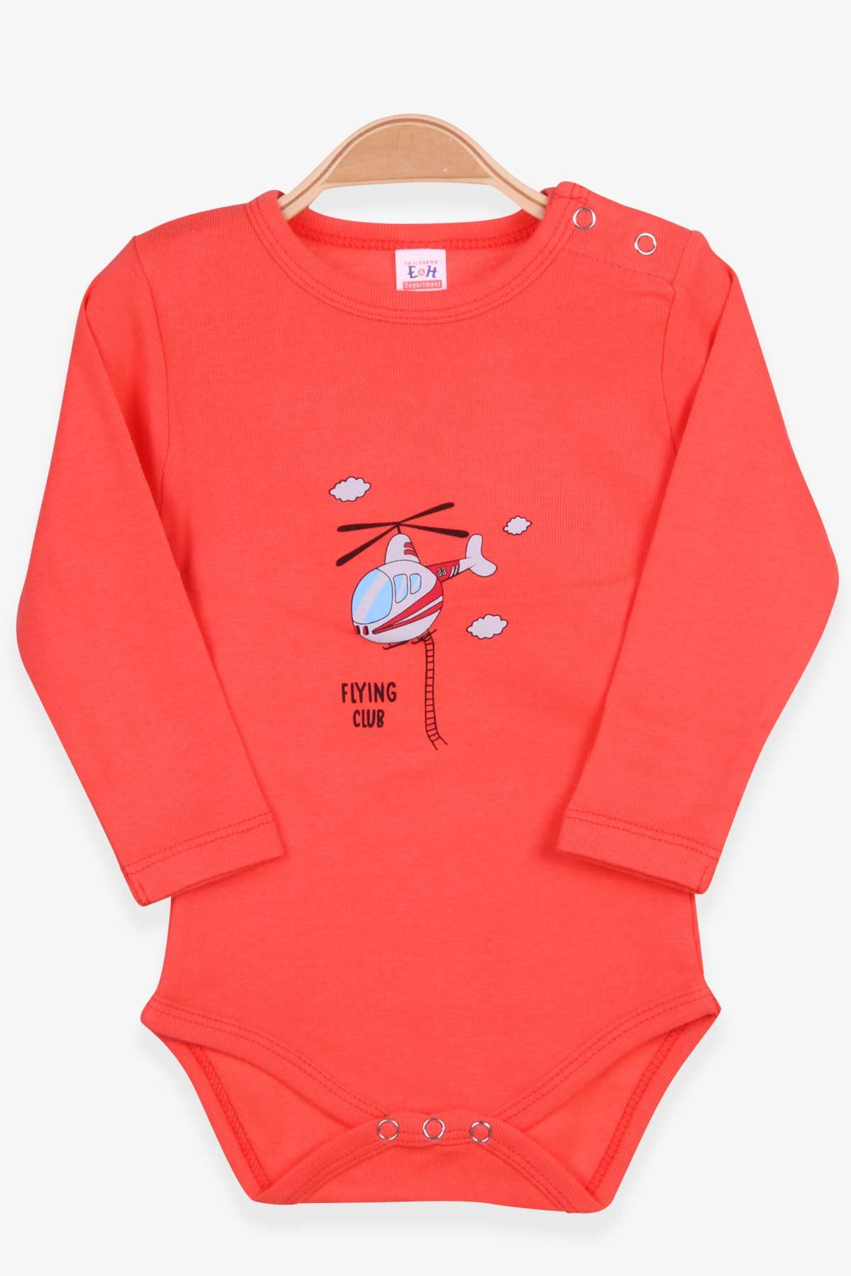 Breeze Erkek Bebek Çıtçıtlı Body Helikopter Baskılı Mercan (9 Ay-3 Yaş)