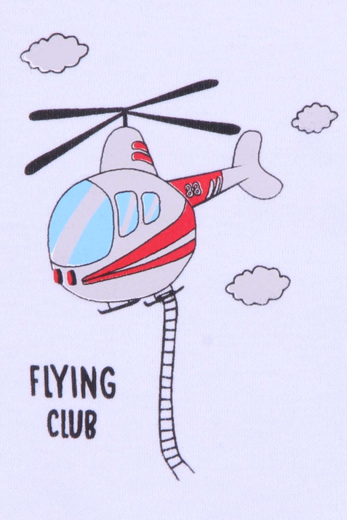 Breeze Erkek Bebek Çıtçıtlı Body Helikopter Baskılı Açık Mavi (9 Ay-3 Yaş)