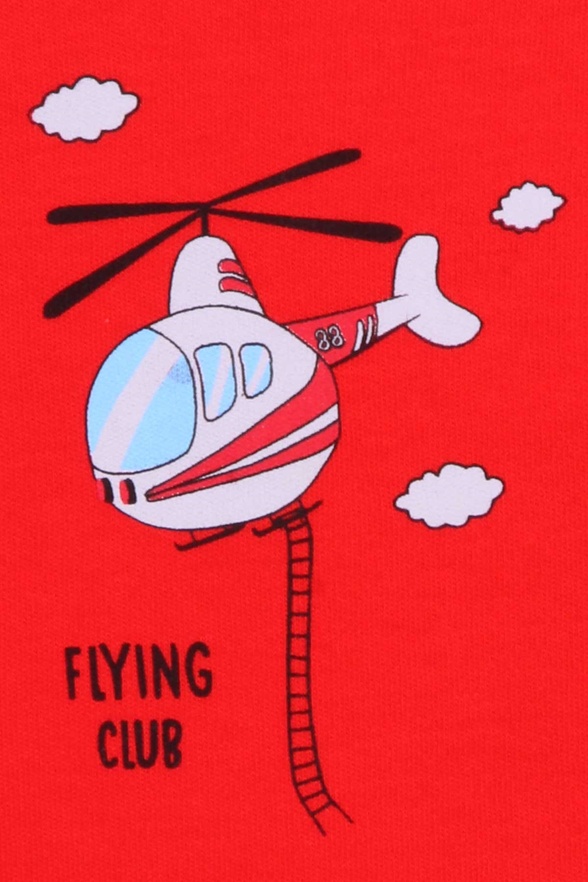Breeze Erkek Bebek Çıtçıtlı Body Helikopter Baskılı Kırmızı (9 Ay-3 Yaş)