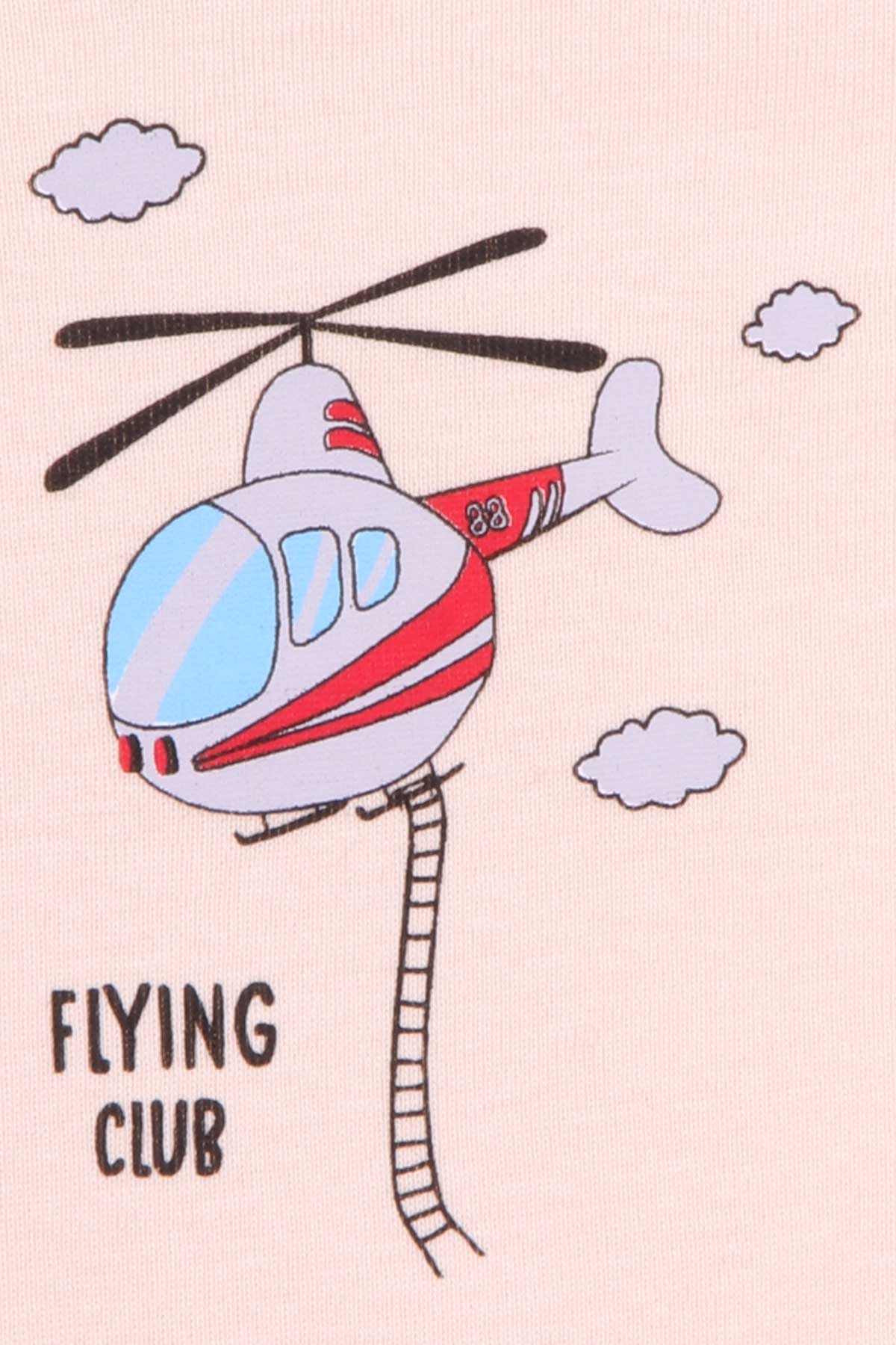 Breeze Erkek Bebek Çıtçıtlı Body Helikopter Baskılı Taş (9 Ay-3 Yaş)